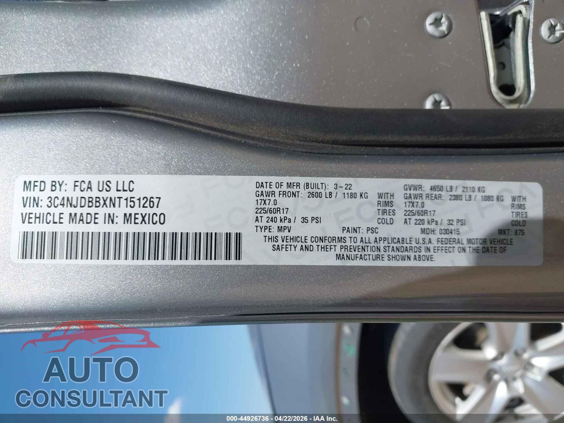 JEEP COMPASS 2022 - 3C4NJDBBXNT151267
