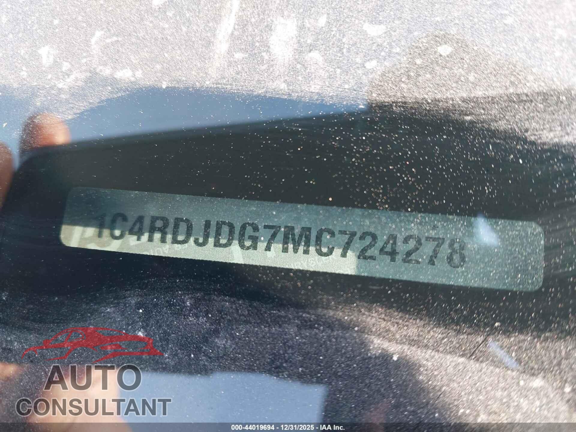 DODGE DURANGO 2021 - 1C4RDJDG7MC724278