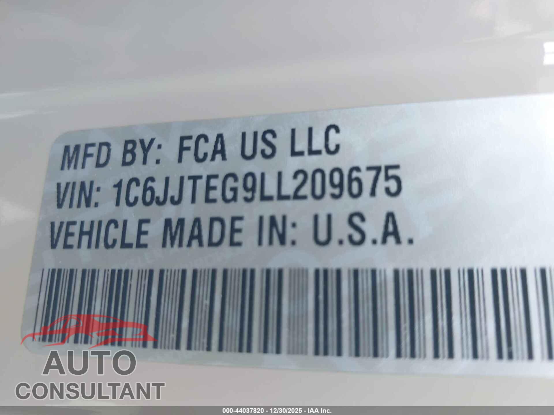 JEEP GLADIATOR 2020 - 1C6JJTEG9LL209675