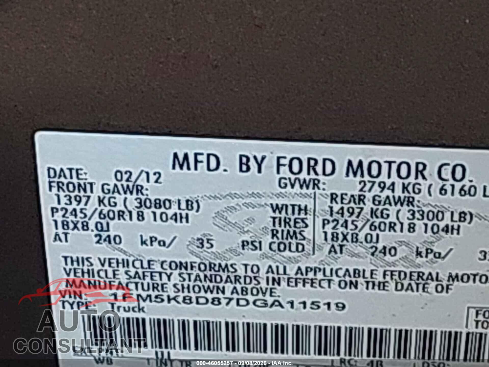 FORD EXPLORER 2013 - 1FM5K8D87DGA11519