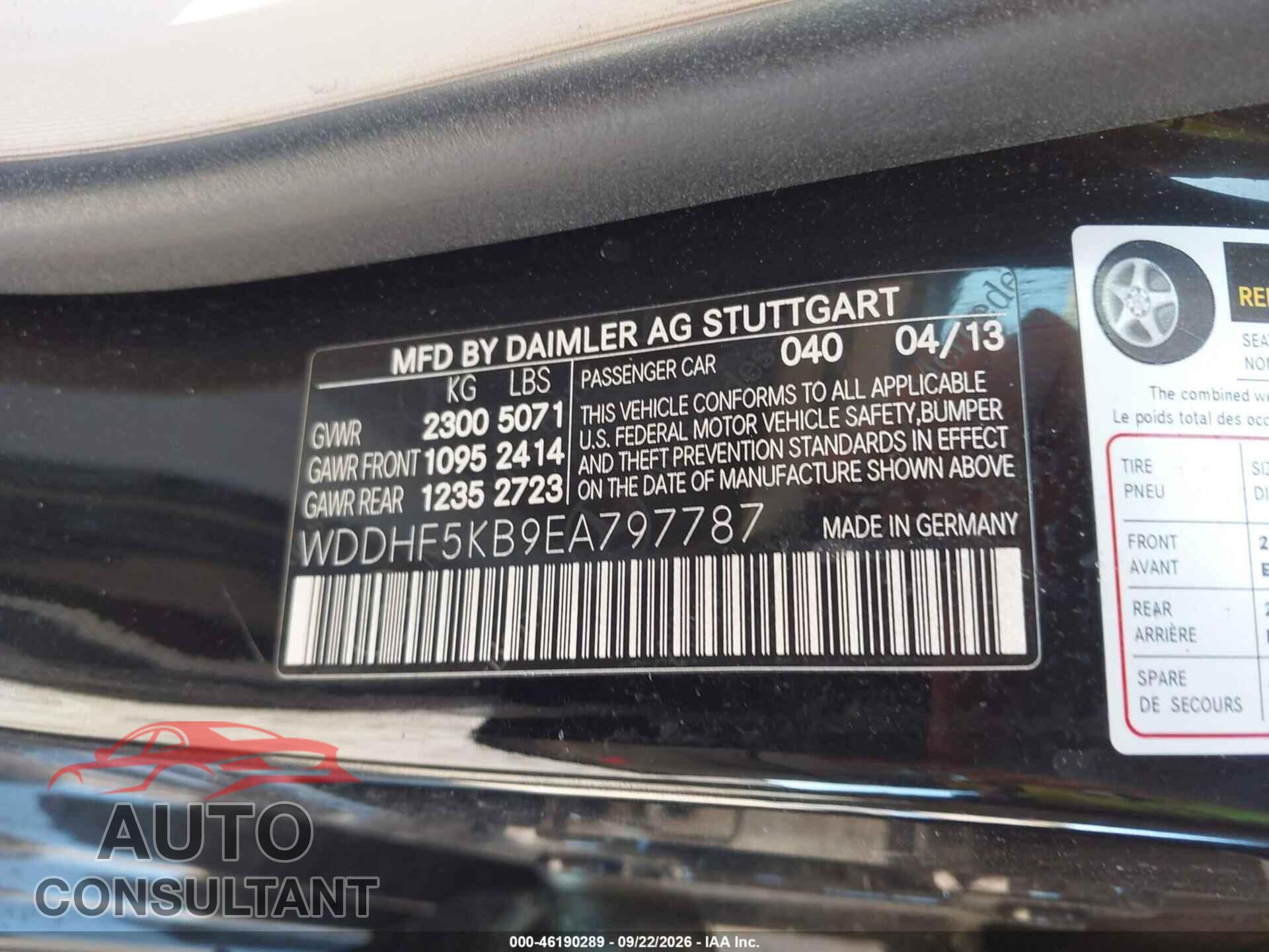 MERCEDES-BENZ E-CLASS 2014 - WDDHF5KB9EA797787