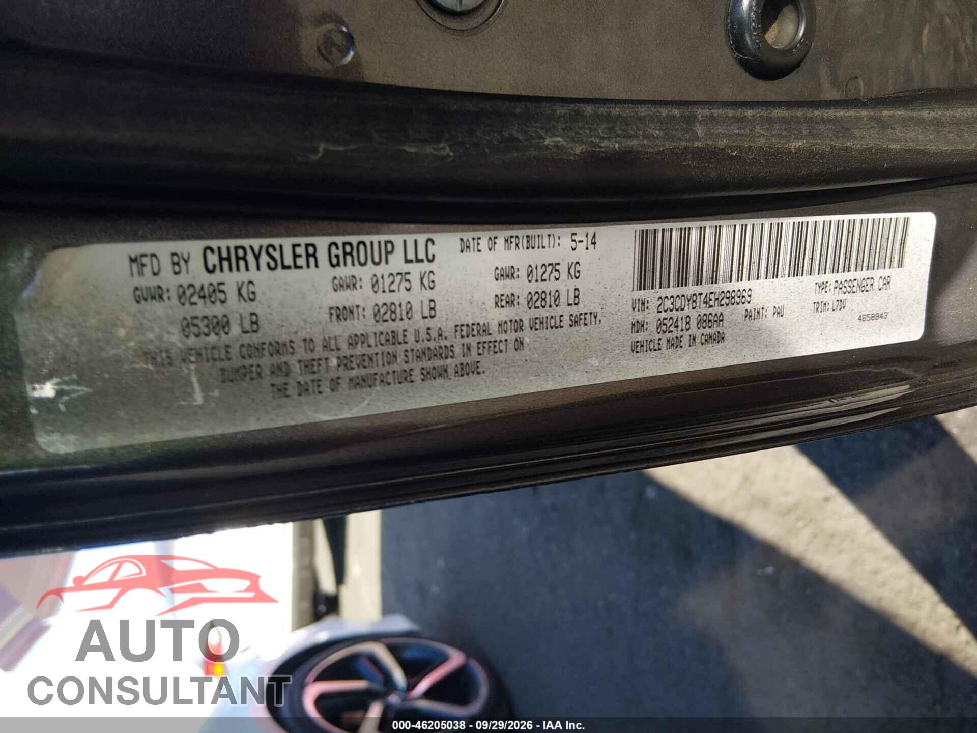 DODGE CHALLENGER 2014 - 2C3CDYBT4EH298969