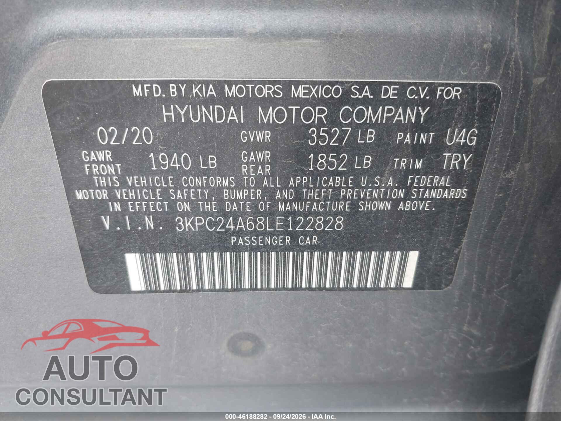 HYUNDAI COMPLEMENTOS DECORATIVOS 2020 - 3KPC24A68LE122828