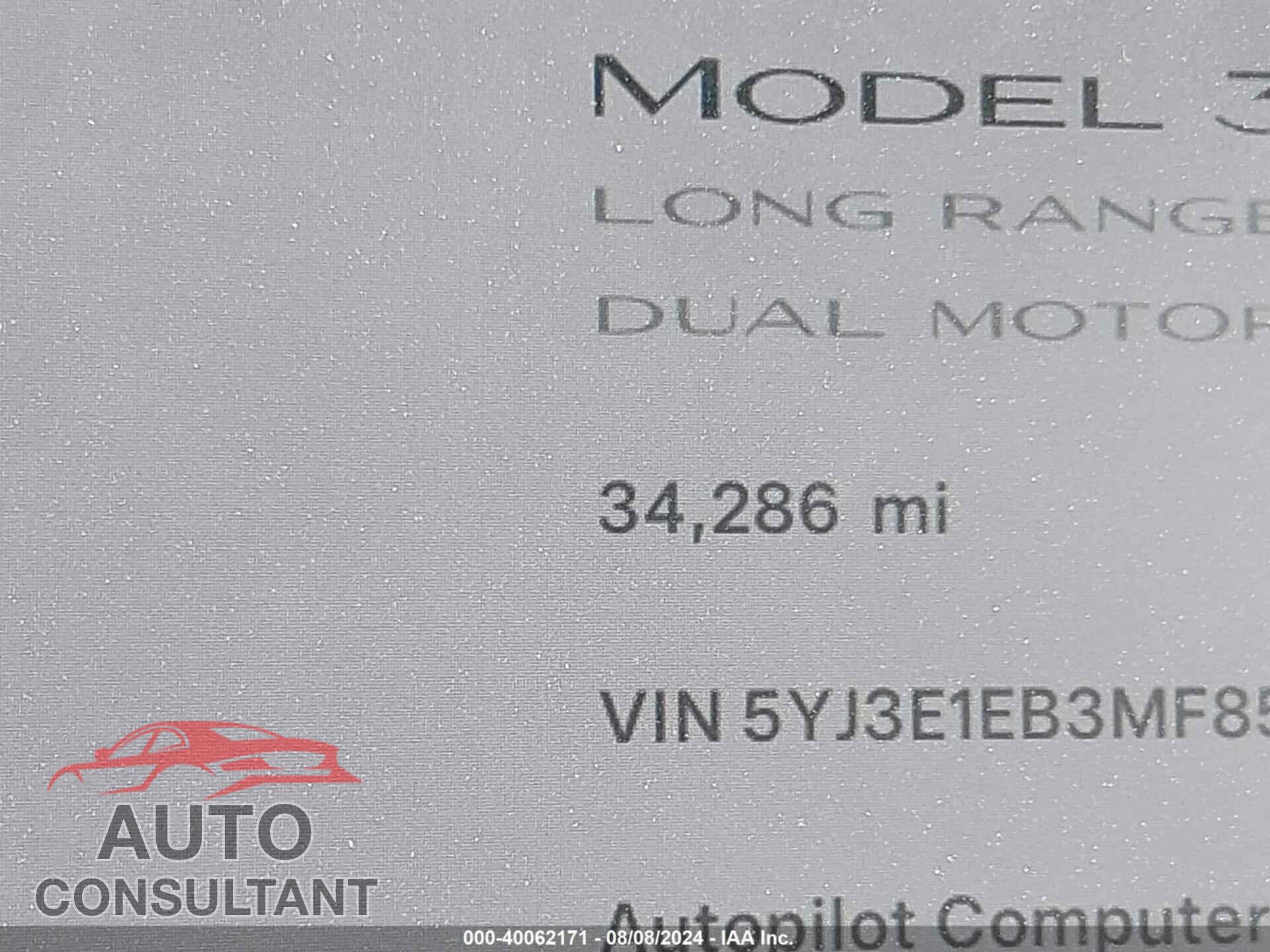 TESLA MODEL 3 2021 - 5YJ3E1EB3MF855149