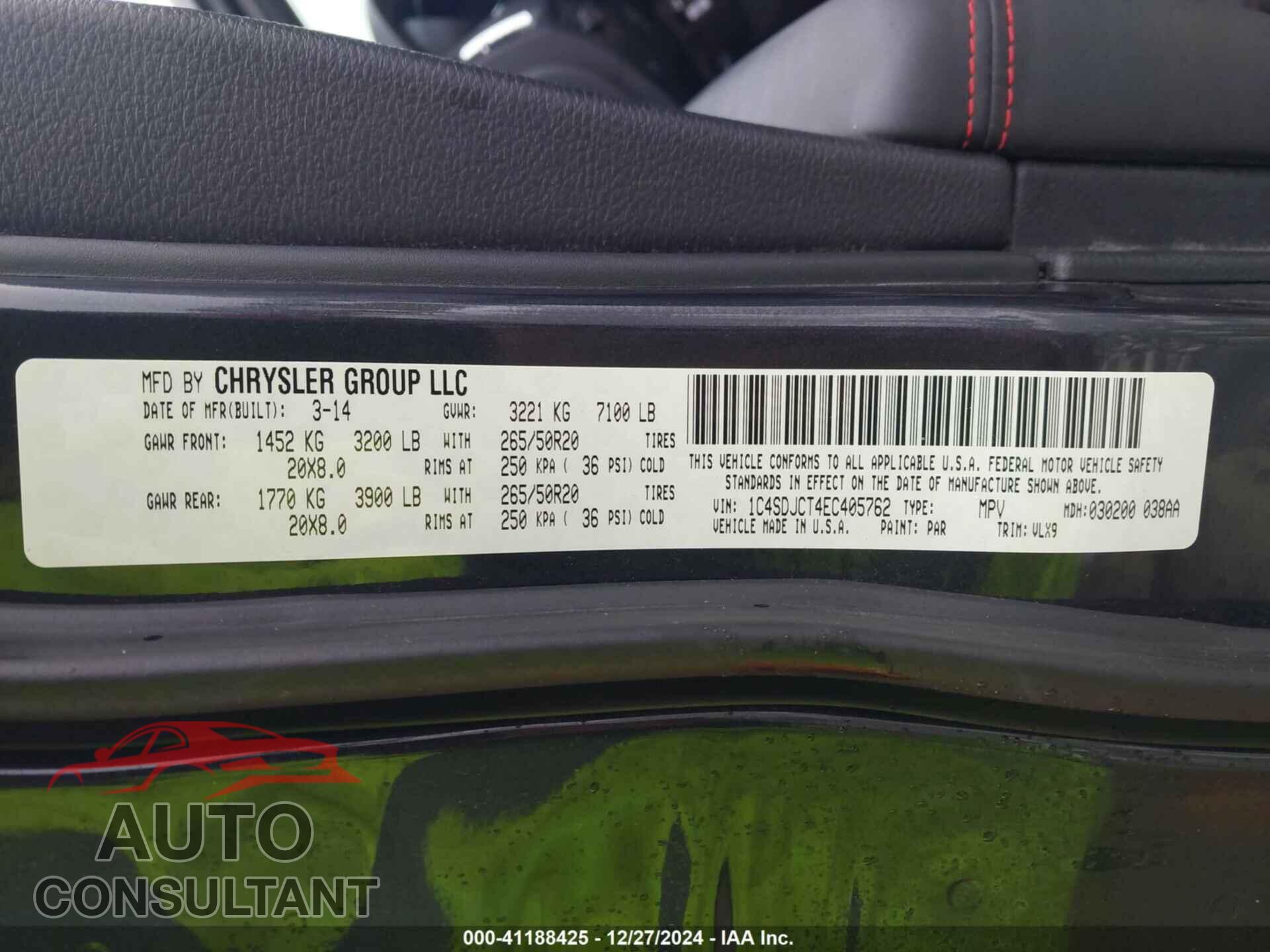 DODGE DURANGO 2014 - 1C4SDJCT4EC405762
