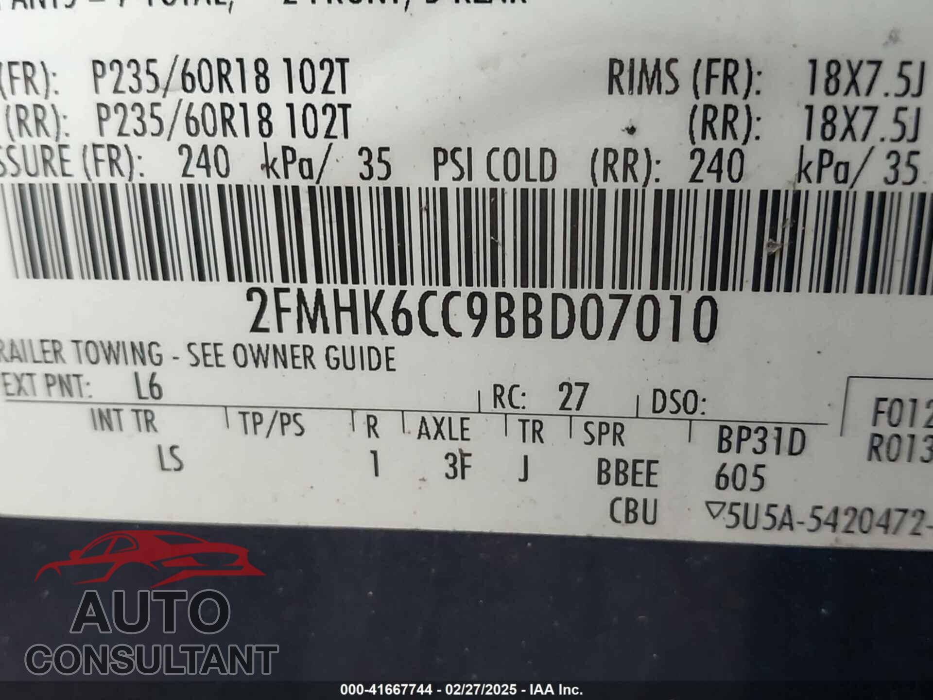 FORD FLEX 2011 - 2FMHK6CC9BBD07010