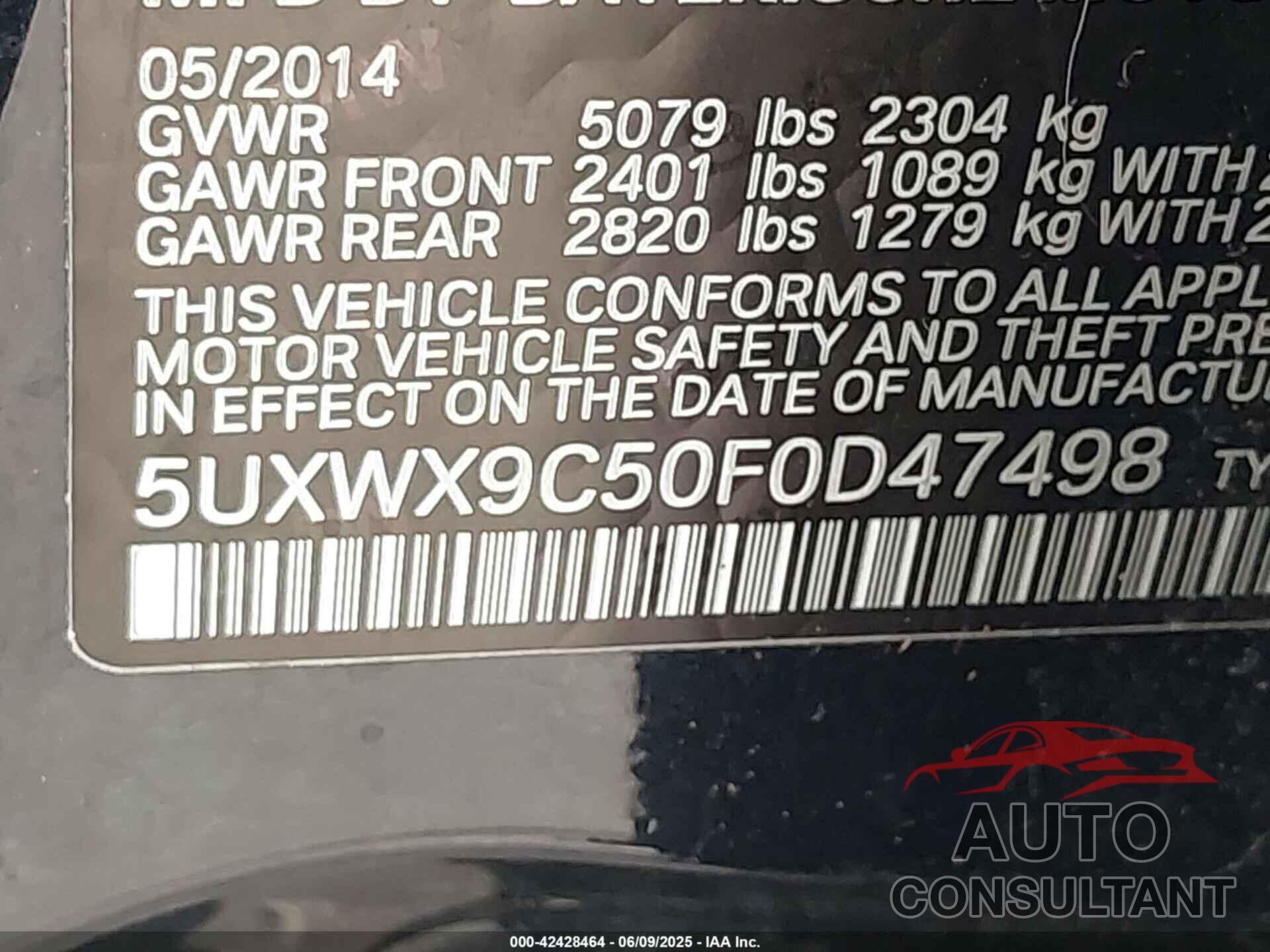 BMW X3 2015 - 5UXWX9C50F0D47498