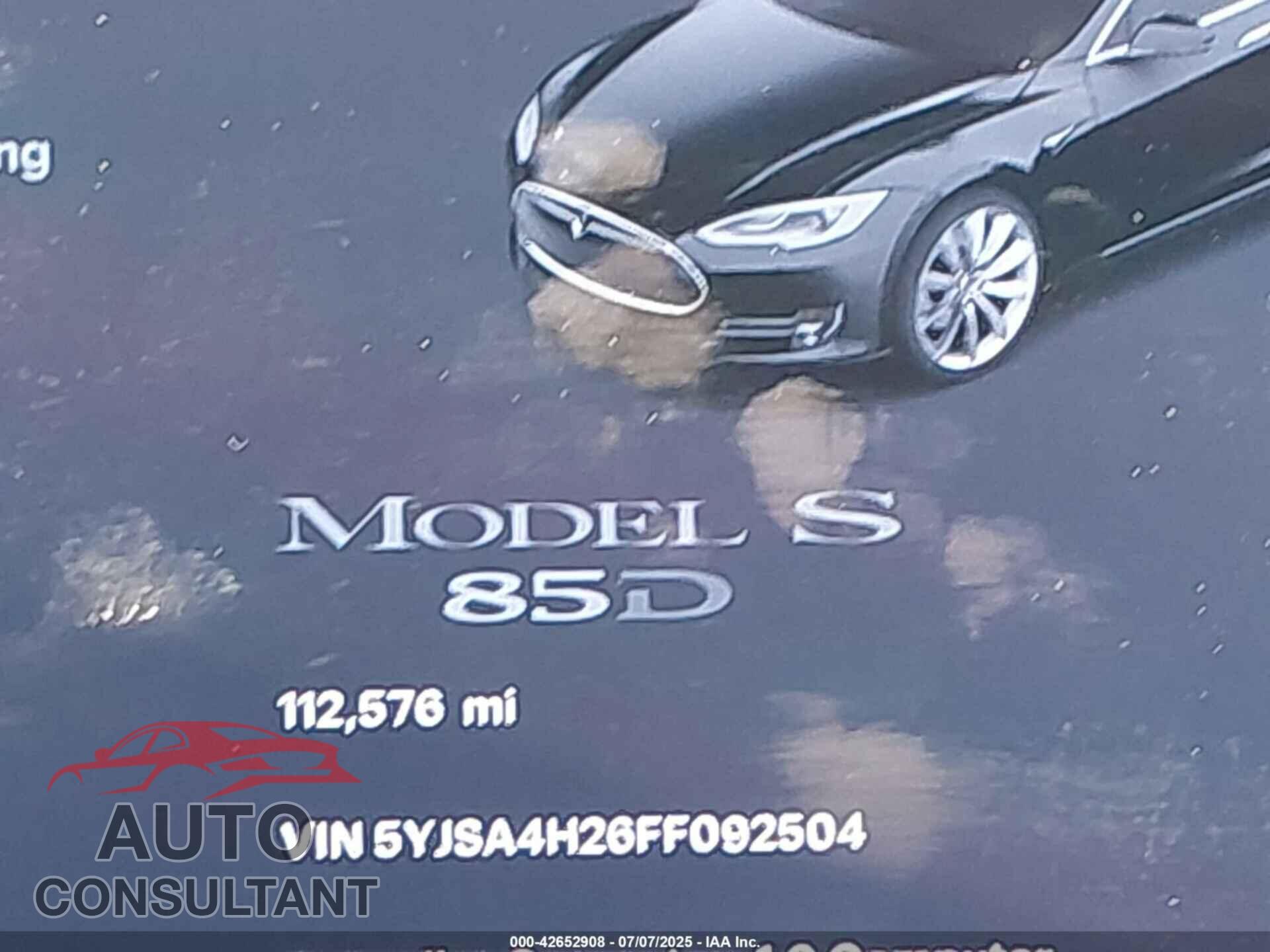 TESLA MODEL S 2015 - 5YJSA4H26FF092504