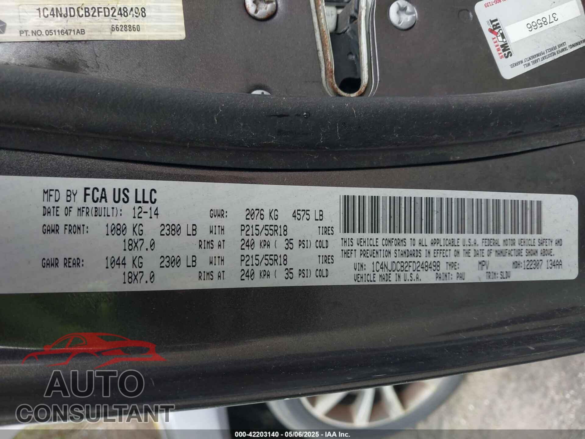 JEEP COMPASS 2015 - 1C4NJDCB2FD248498