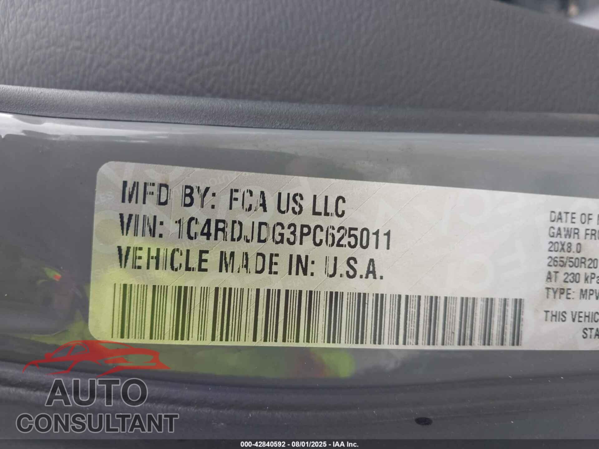 DODGE DURANGO 2023 - 1C4RDJDG3PC625011