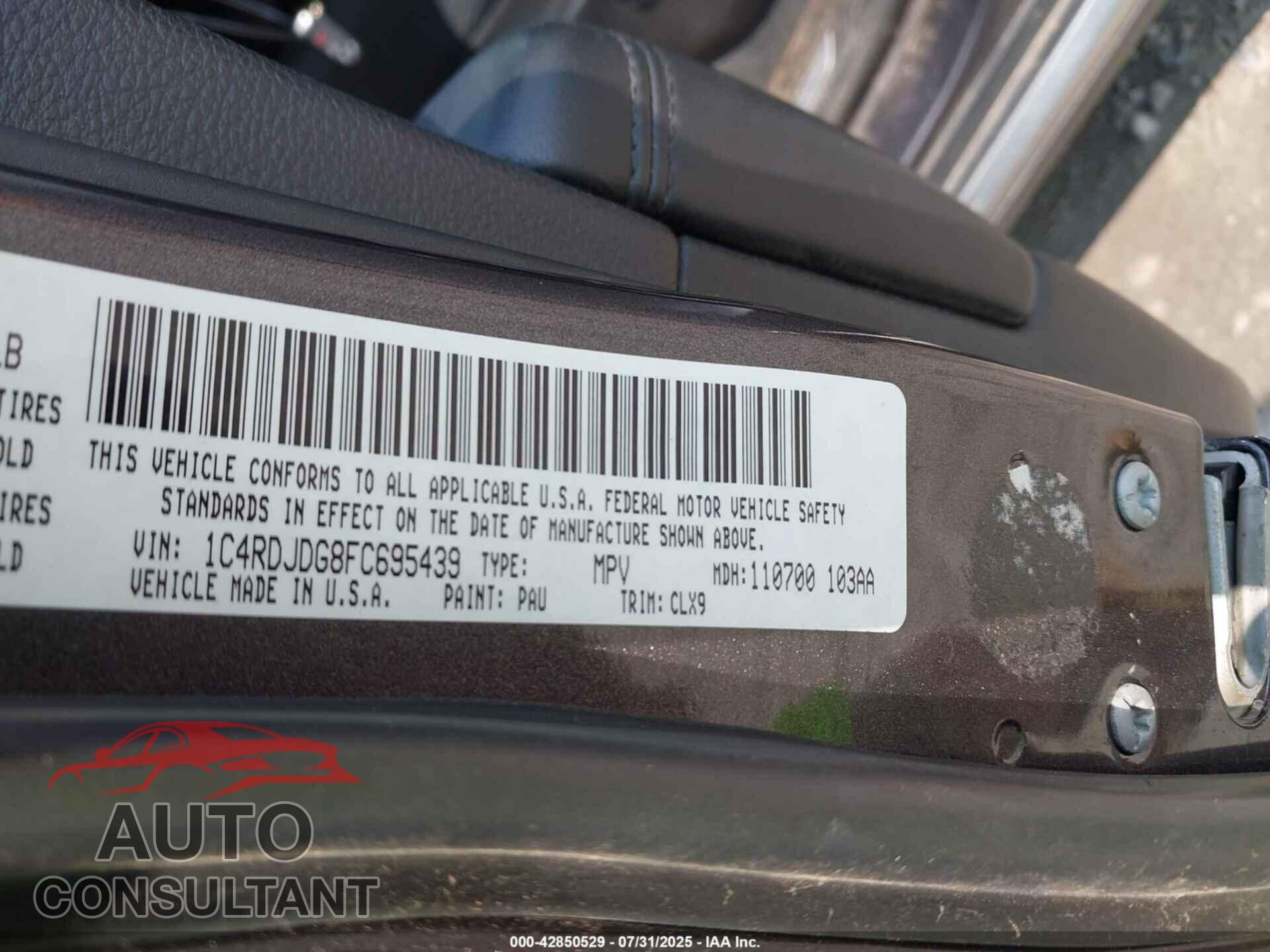 DODGE DURANGO 2015 - 1C4RDJDG8FC695439