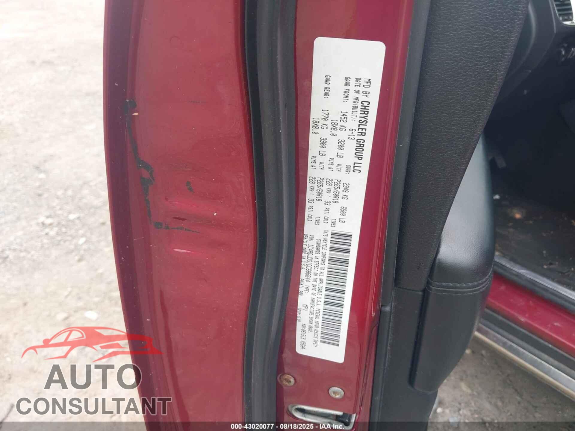 DODGE DURANGO 2013 - 1C4RDJDG1DC686644