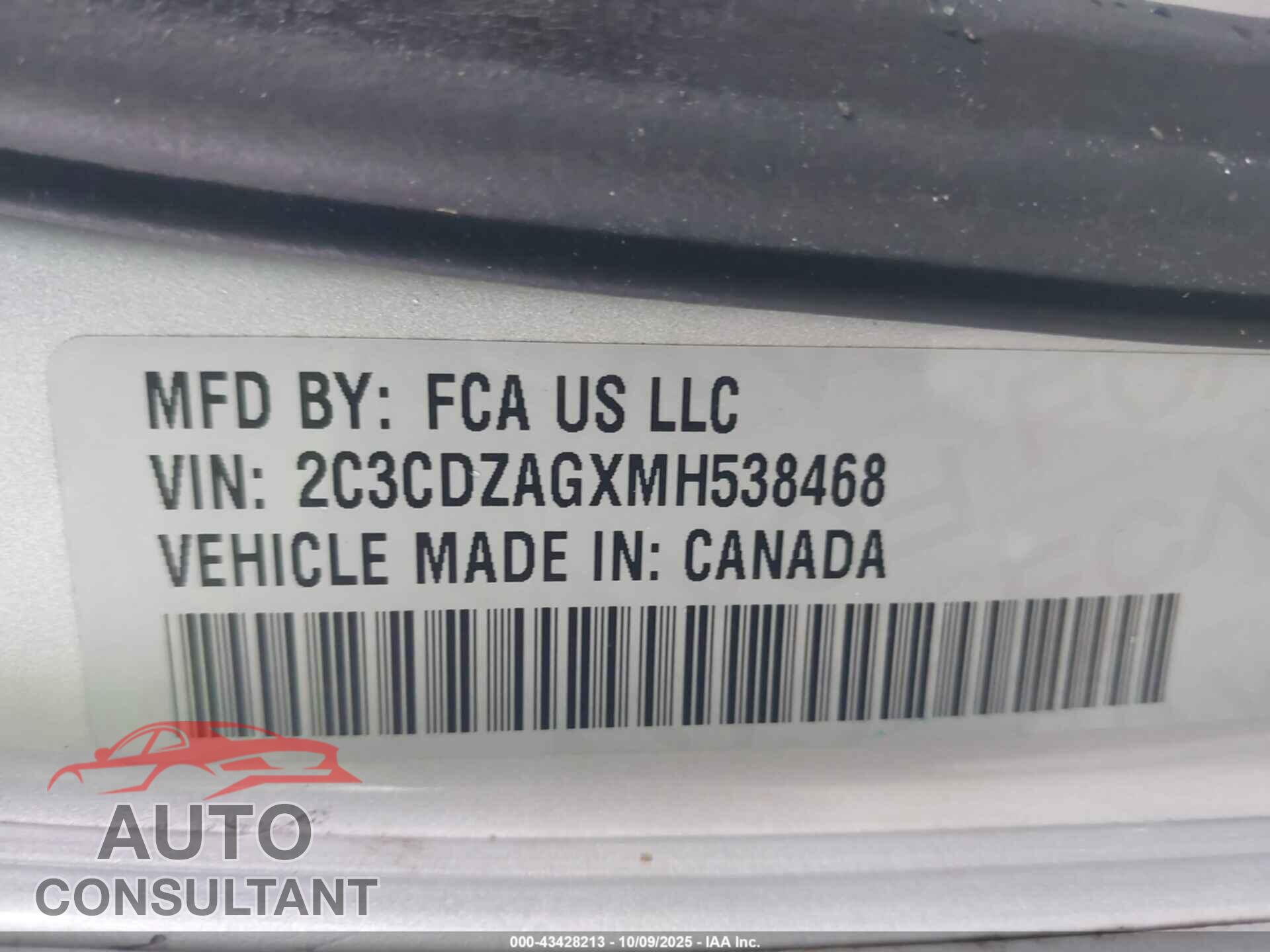 DODGE CHALLENGER 2021 - 2C3CDZAGXMH538468