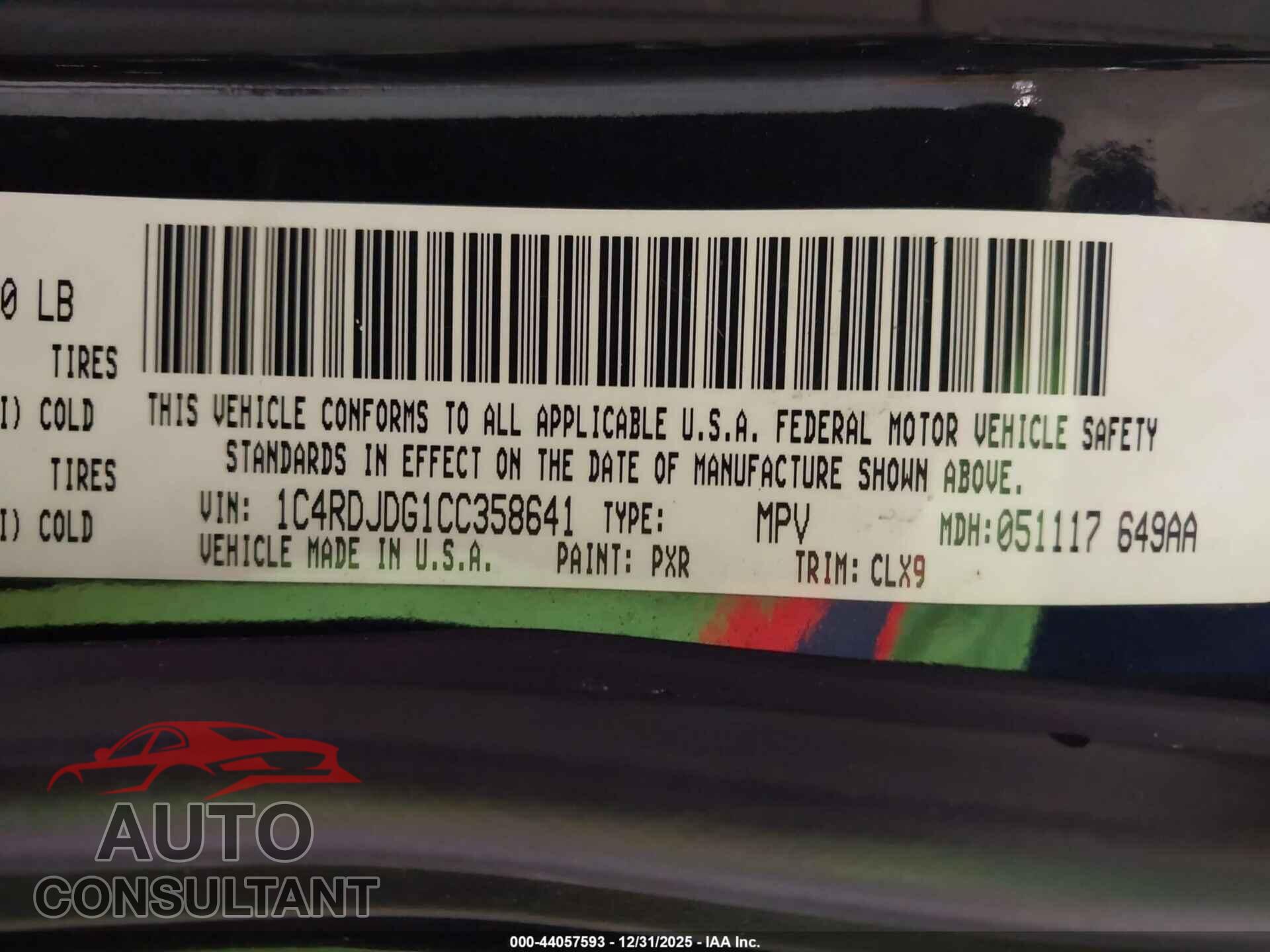 DODGE DURANGO 2012 - 1C4RDJDG1CC358641