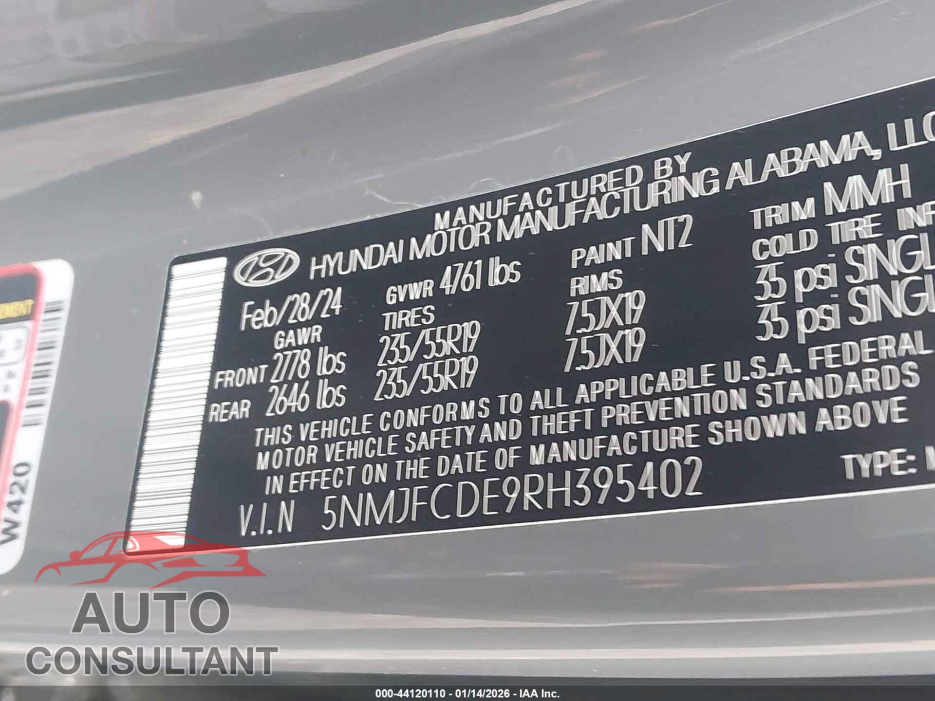 HYUNDAI TUCSON 2024 - 5NMJFCDE9RH395402