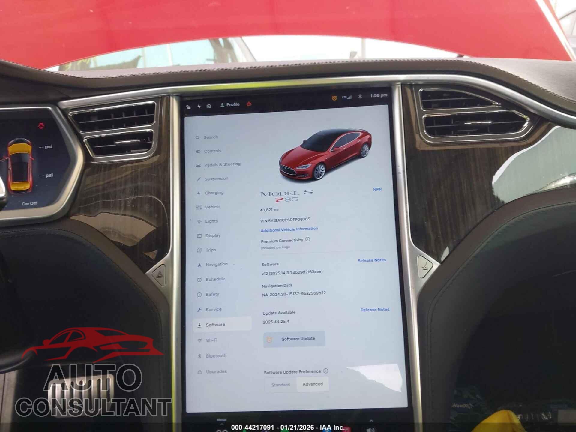 TESLA MODEL S 2013 - 5YJSA1CP6DFP09365
