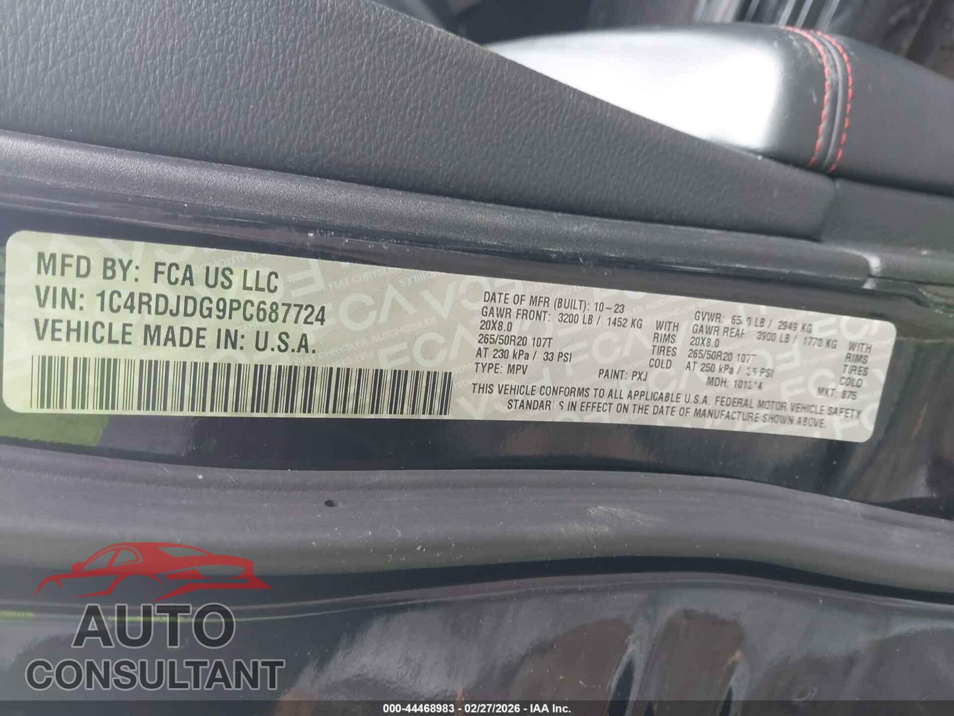 DODGE DURANGO 2023 - 1C4RDJDG9PC687724