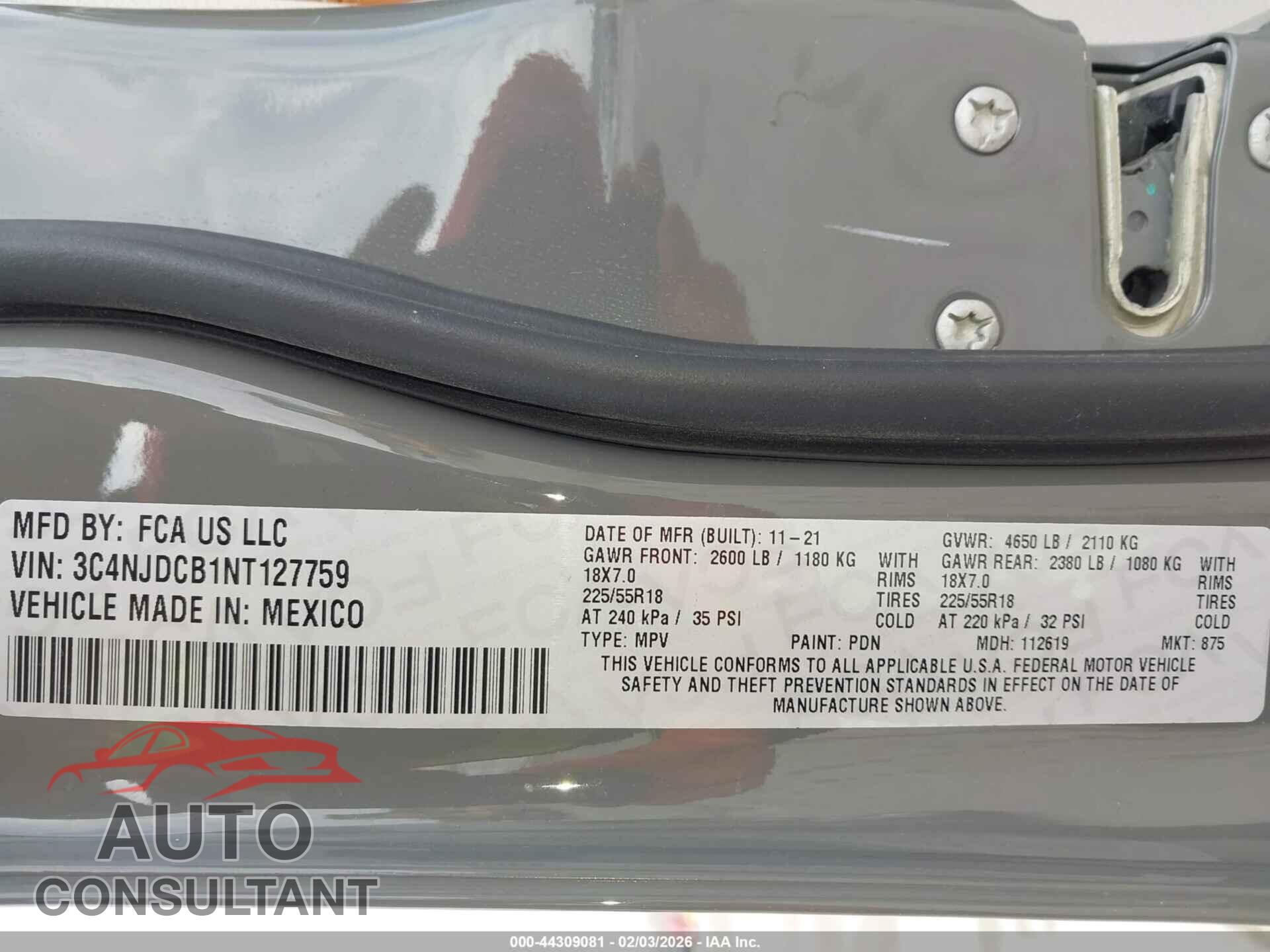 JEEP COMPASS 2022 - 3C4NJDCB1NT127759