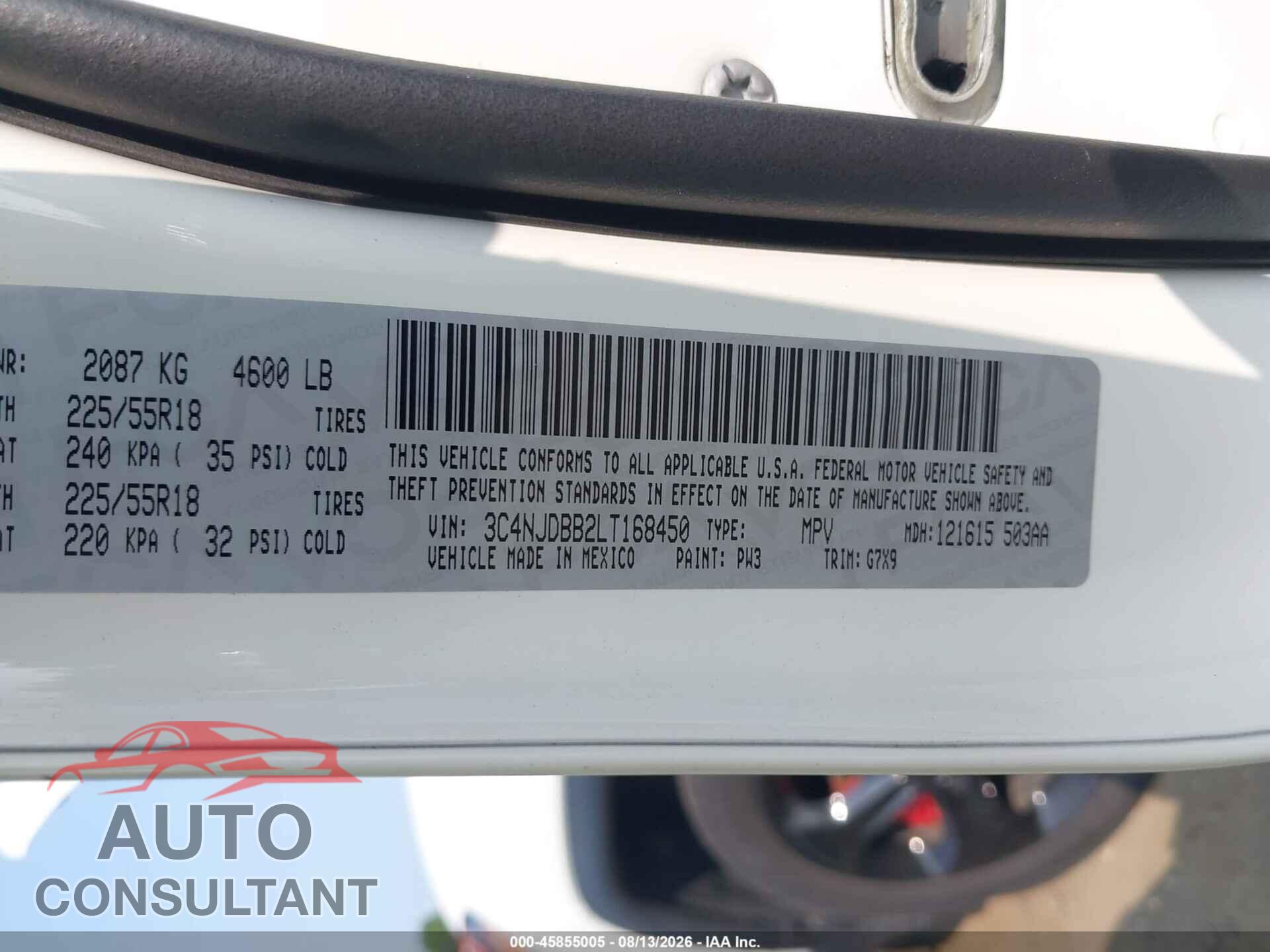 JEEP COMPASS 2020 - 3C4NJDBB2LT168450