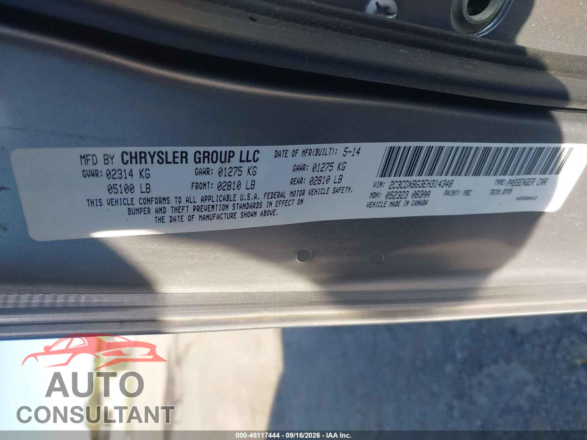 DODGE CHARGER 2014 - 2C3CDXBG3EH314348