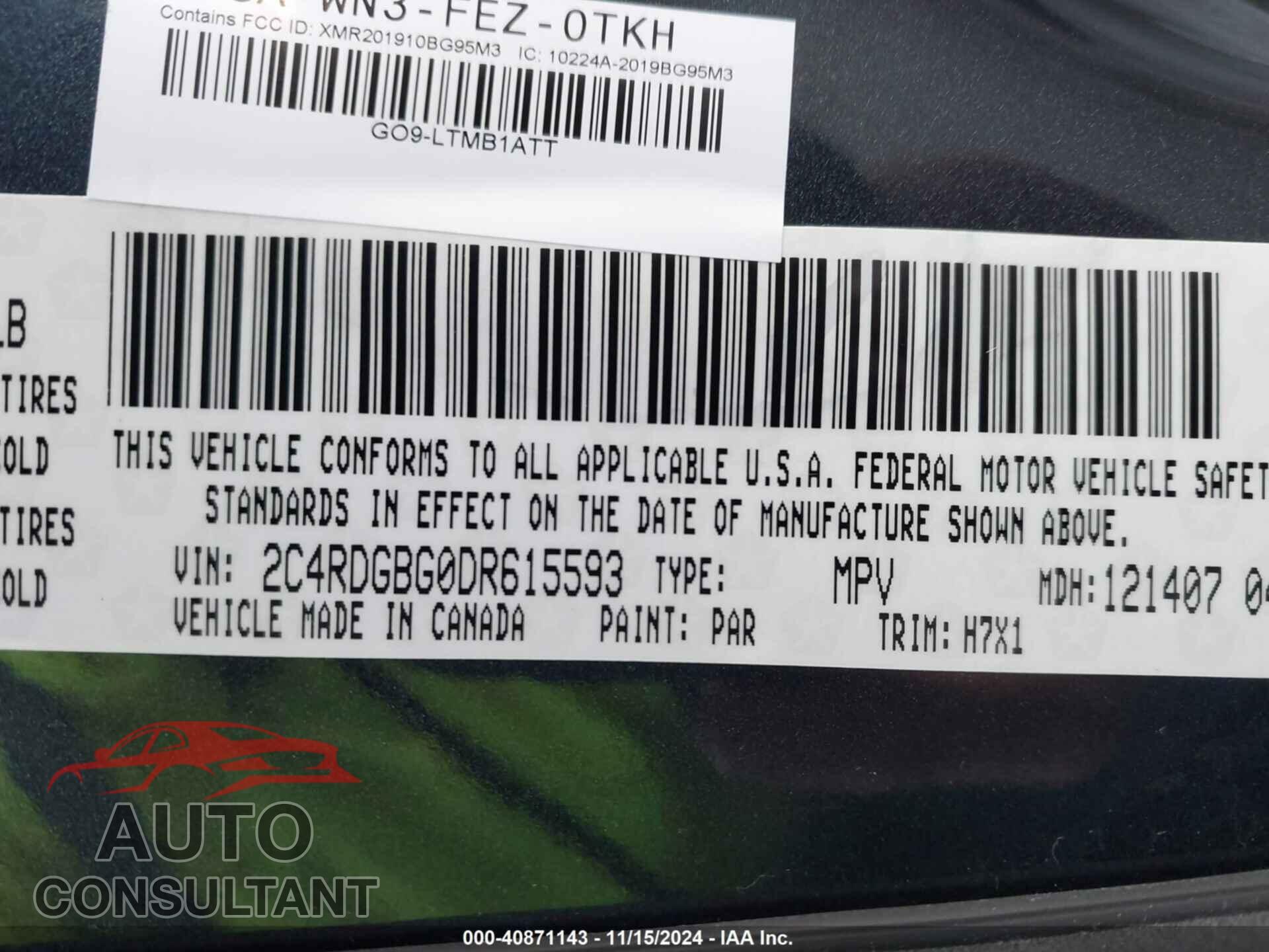 DODGE GRAND CARAVAN 2013 - 2C4RDGBG0DR615593