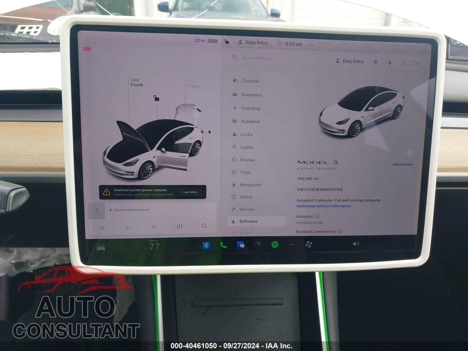 TESLA MODEL 3 2017 - 5YJ3E1EA8HF001108