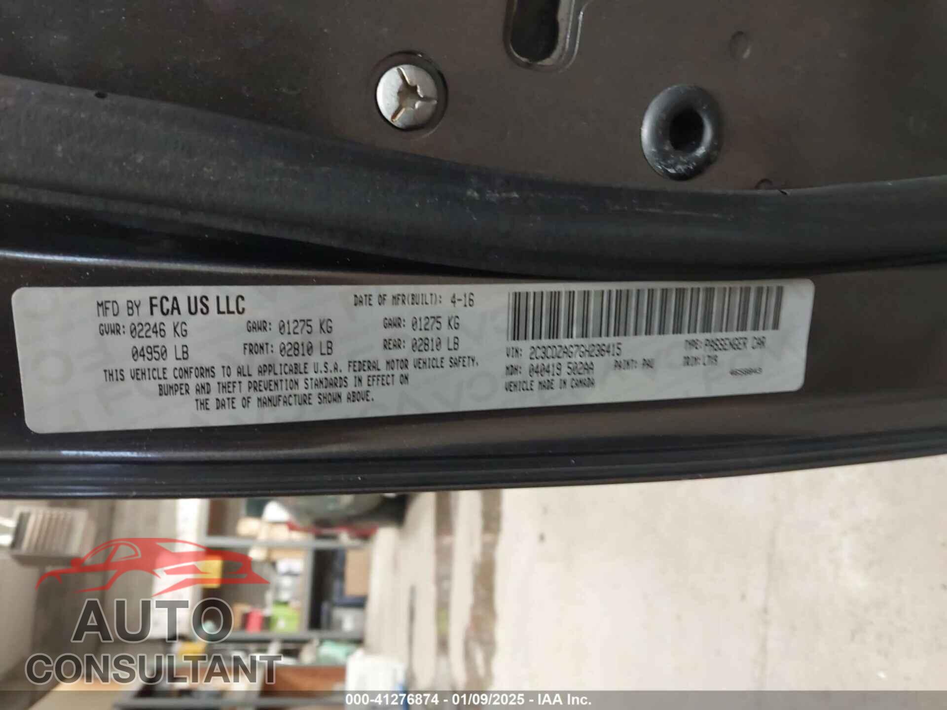 DODGE CHALLENGER 2016 - 2C3CDZAG7GH236415