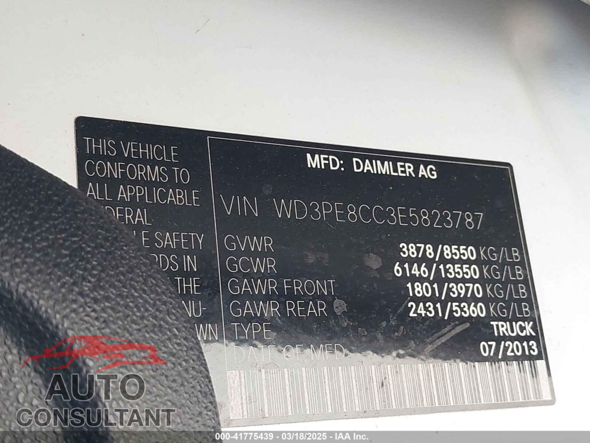 MERCEDES-BENZ SPRINTER 2500 2014 - WD3PE8CC3E5823787