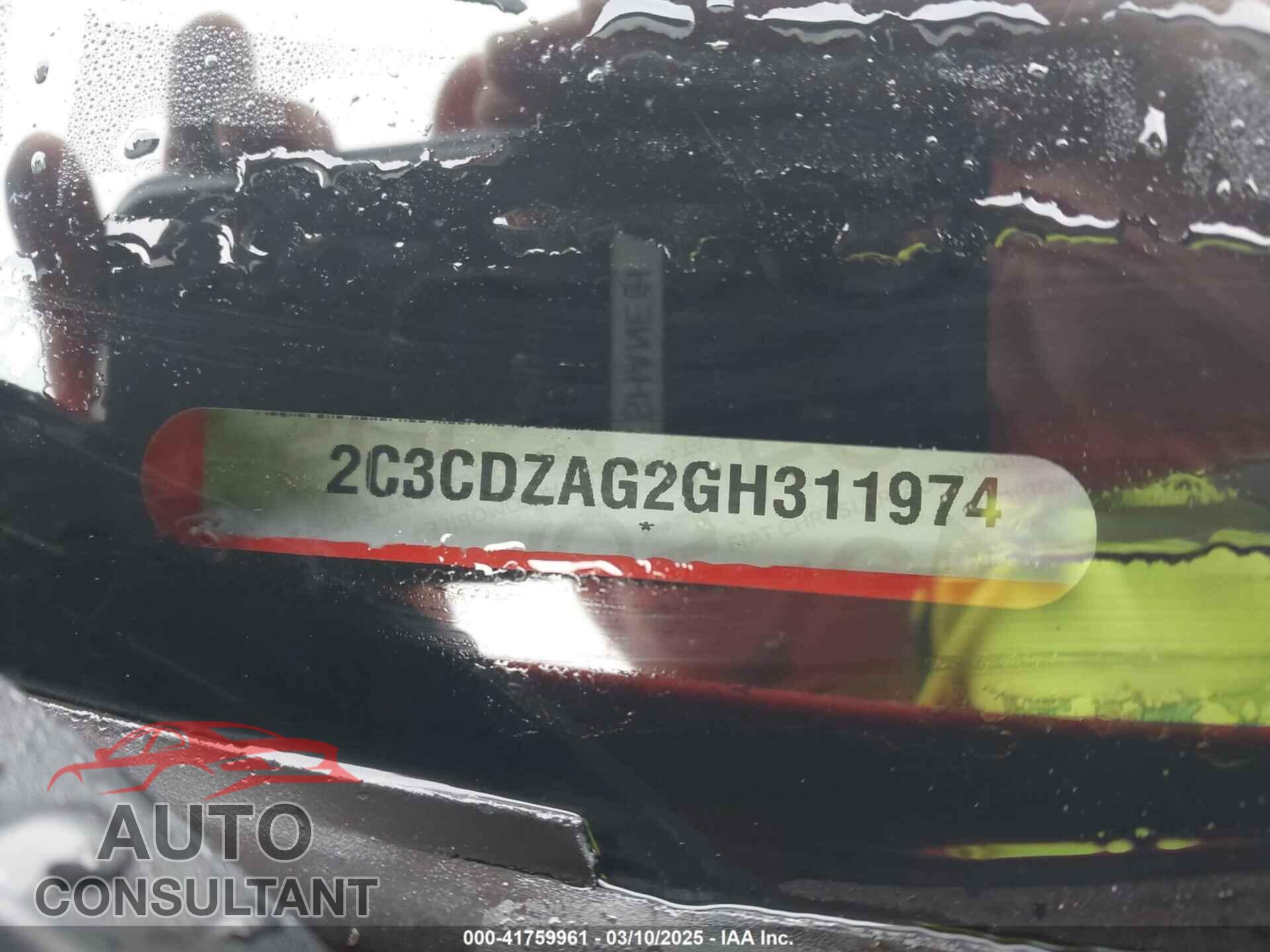DODGE CHALLENGER 2016 - 2C3CDZAG2GH311974