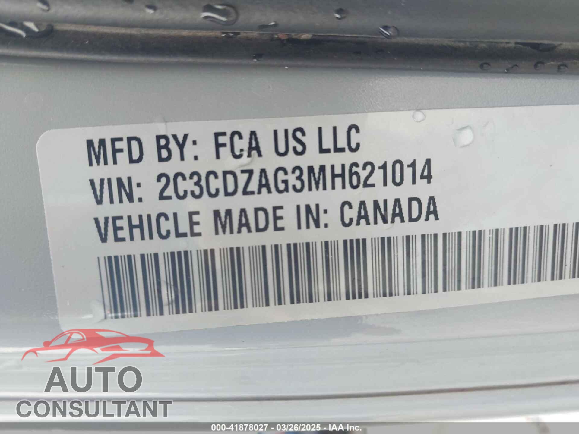 DODGE CHALLENGER 2021 - 2C3CDZAG3MH621014