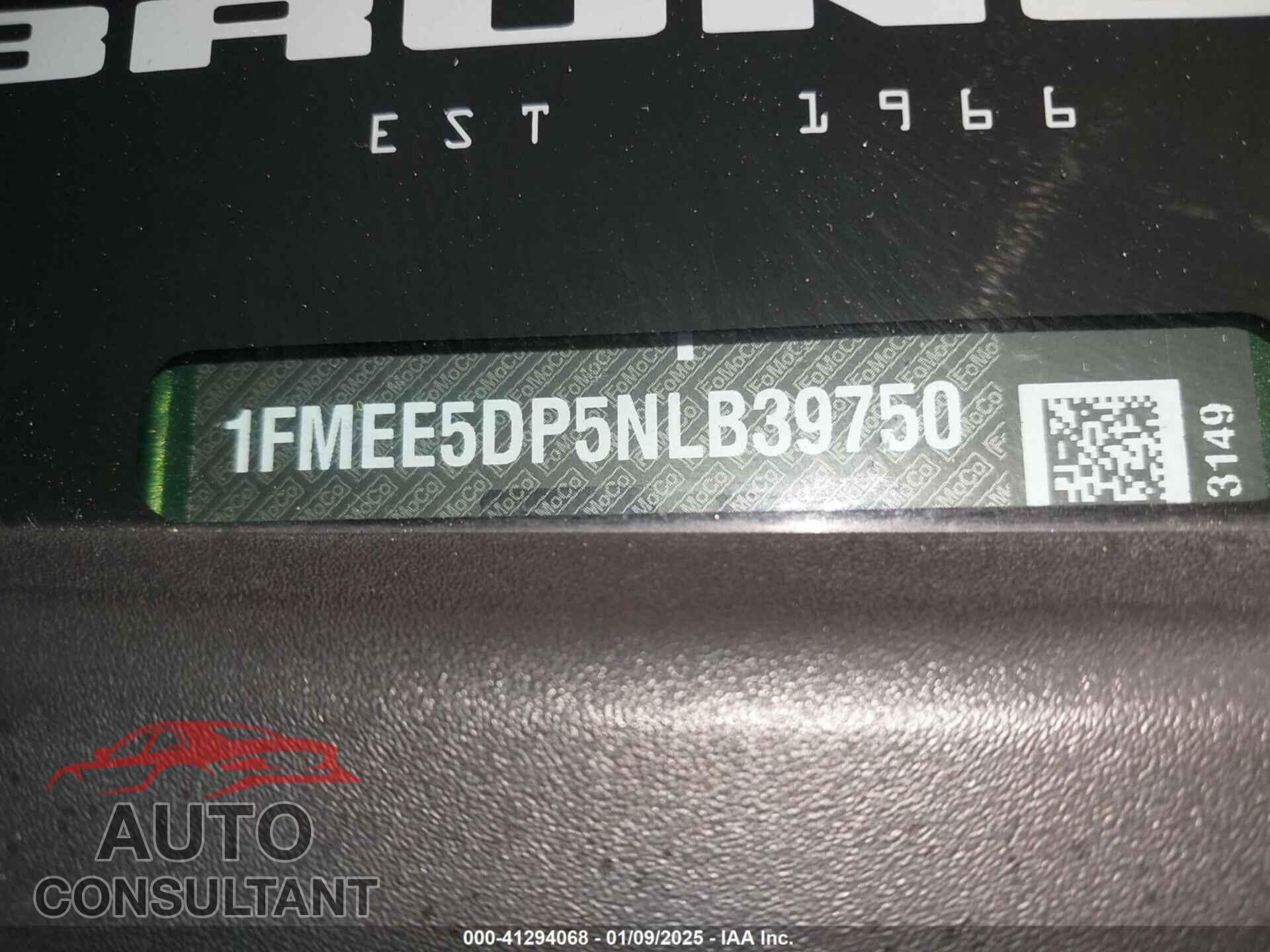 FORD BRONCO 2022 - 1FMEE5DP5NLB39750