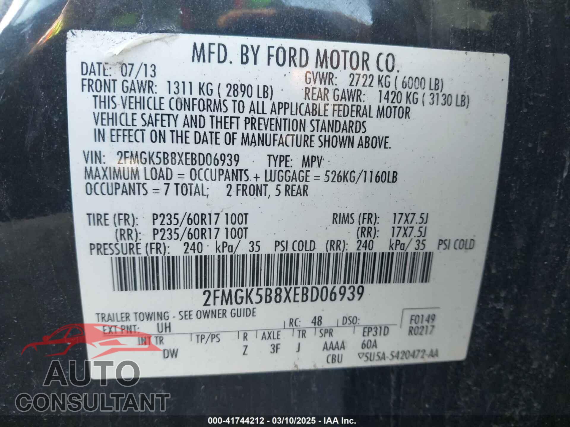FORD FLEX 2014 - 2FMGK5B8XEBD06939