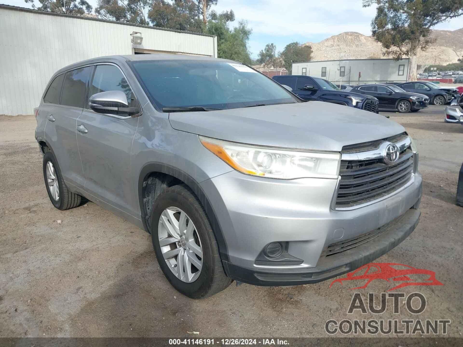 TOYOTA HIGHLANDER 2014 - 5TDZARFHXES006446