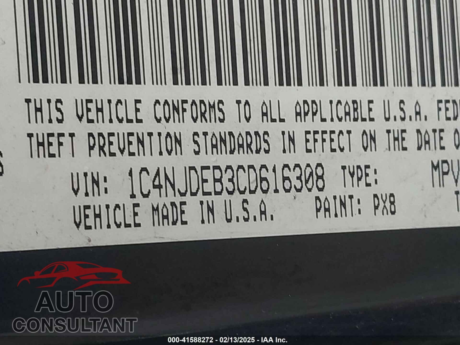 JEEP COMPASS 2012 - 1C4NJDEB3CD616308