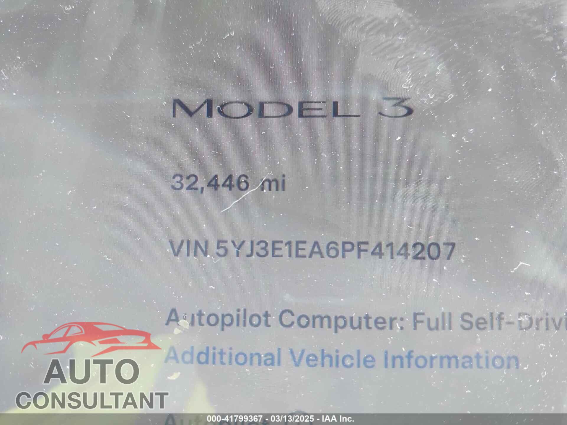 TESLA MODEL 3 2023 - 5YJ3E1EA6PF414207