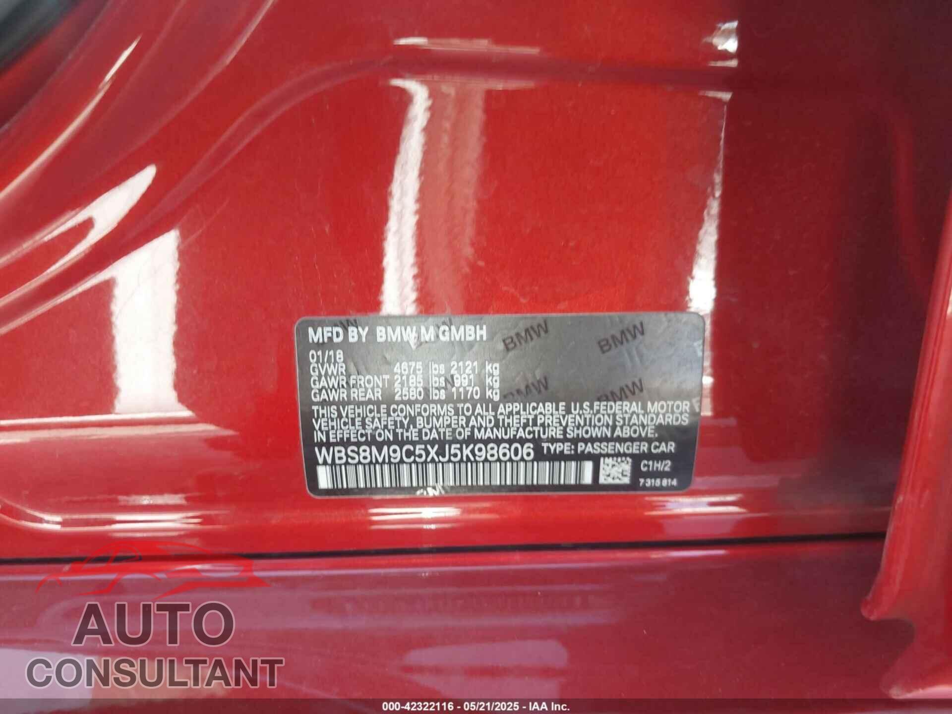 BMW M3 2018 - WBS8M9C5XJ5K98606