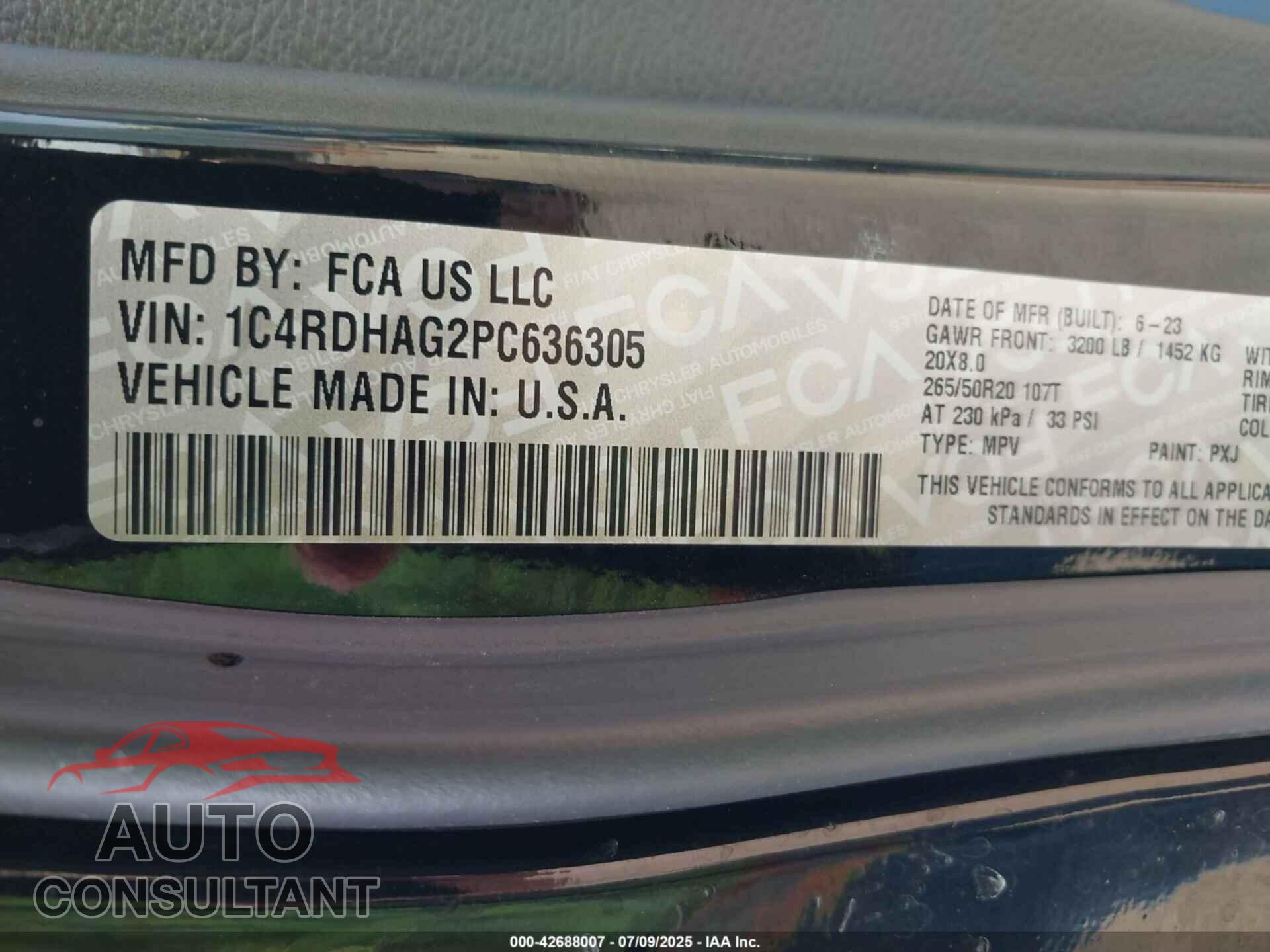 DODGE DURANGO 2023 - 1C4RDHAG2PC636305