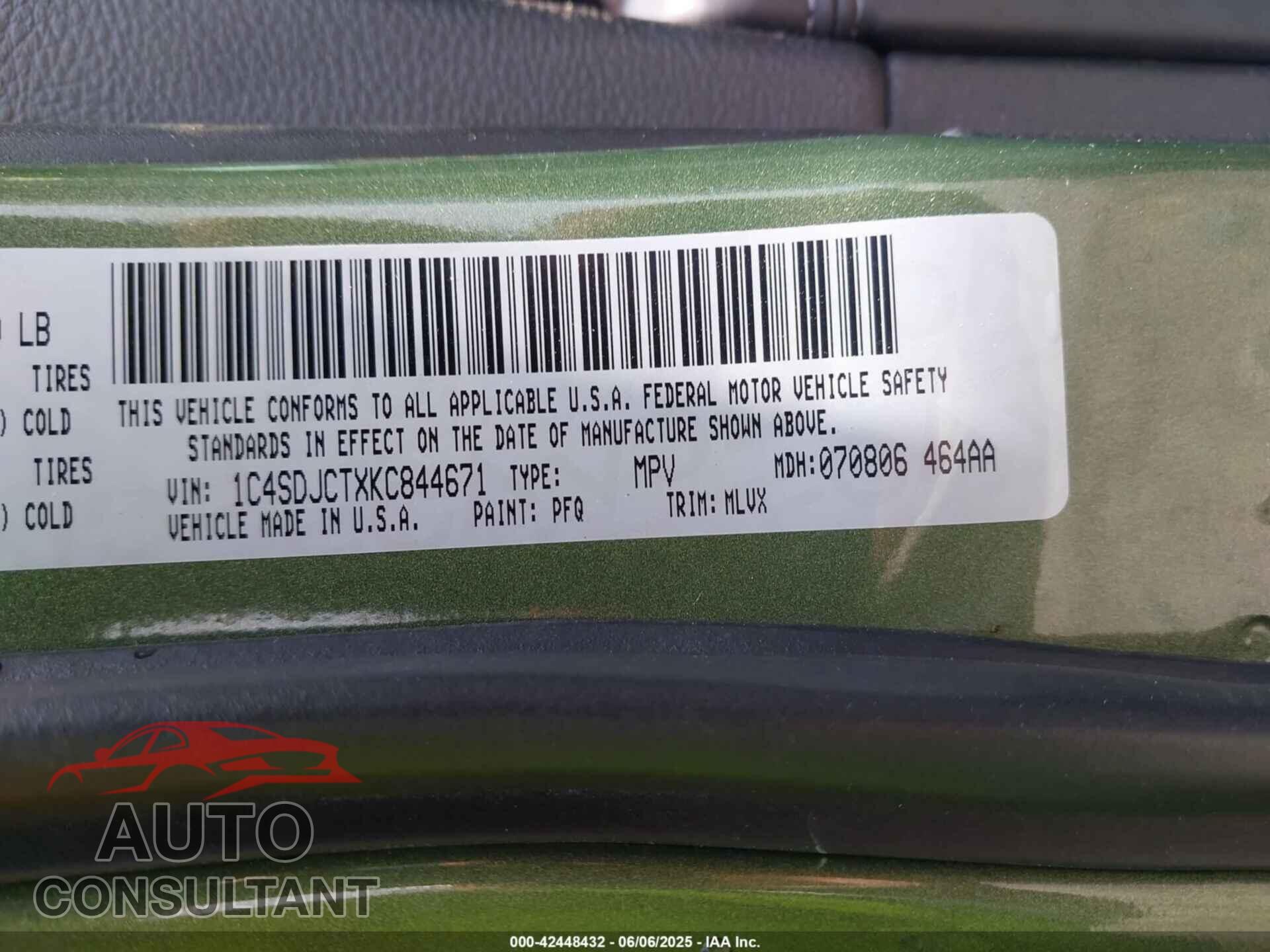 DODGE DURANGO 2019 - 1C4SDJCTXKC844671