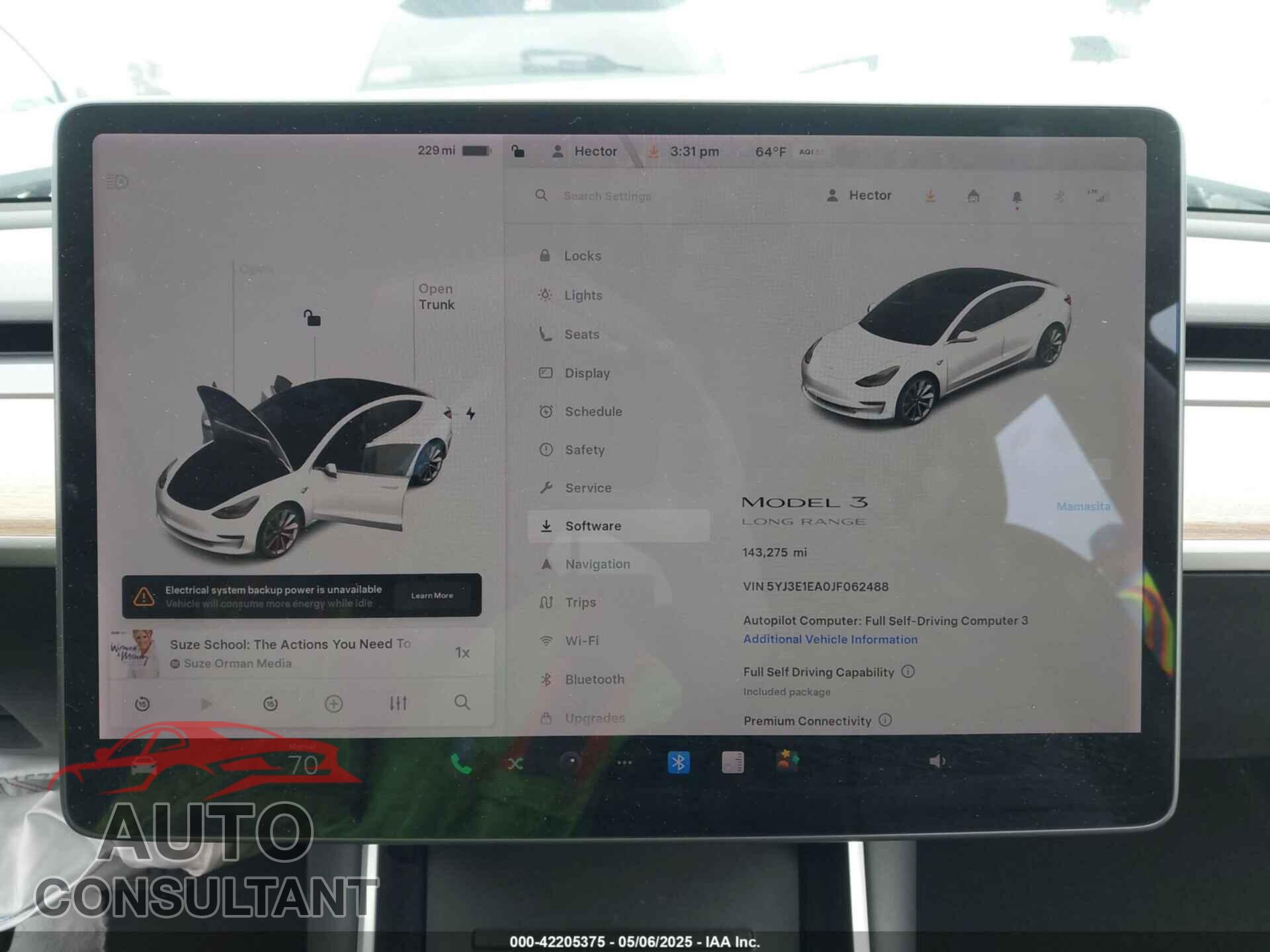 TESLA MODEL 3 2018 - 5YJ3E1EA0JF062488