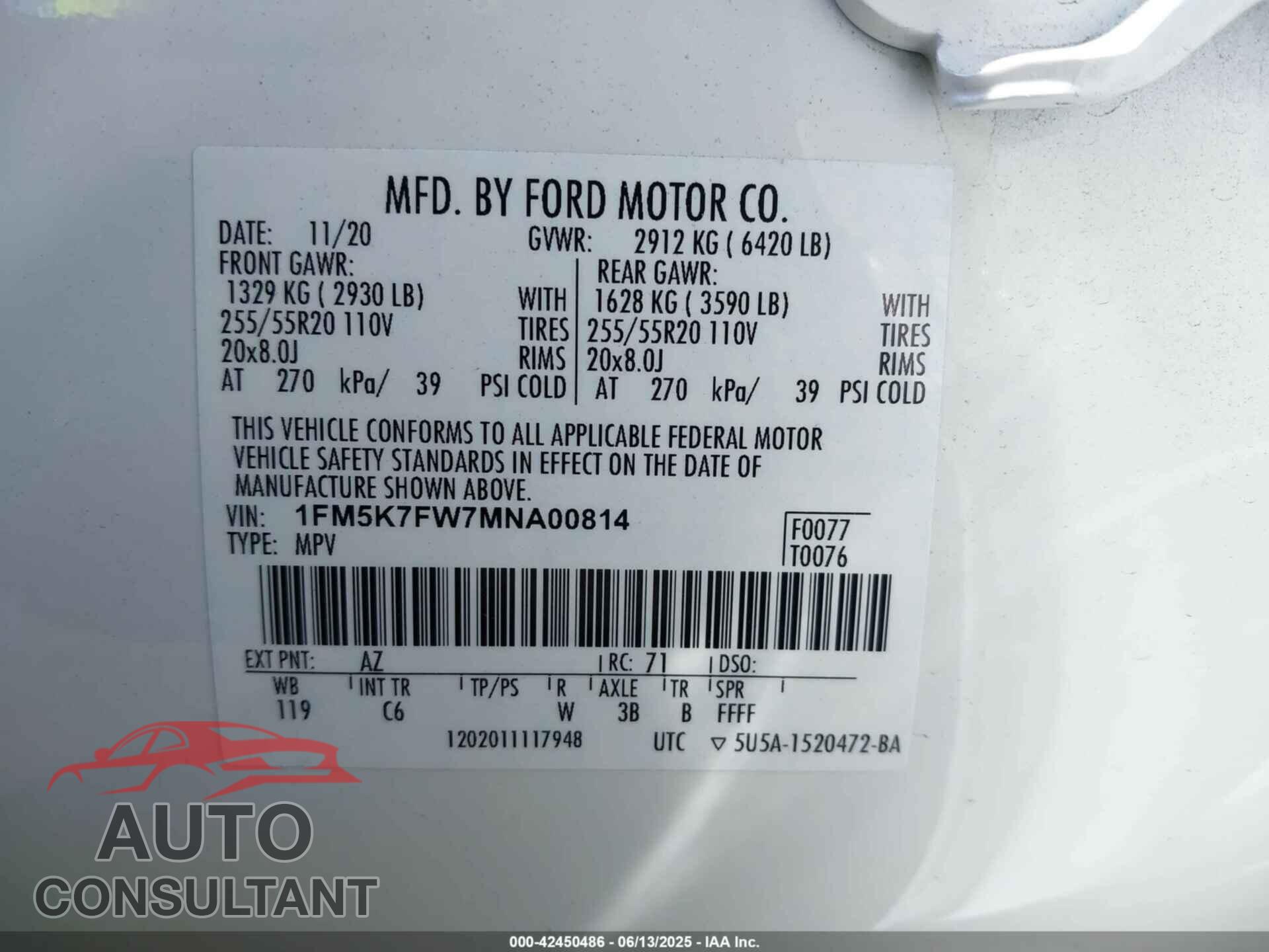 FORD EXPLORER 2021 - 1FM5K7FW7MNA00814