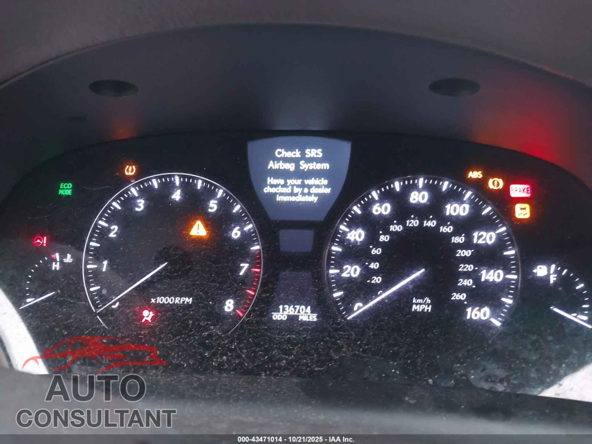 LEXUS LS 460 2010 - JTHBL5EF8A5097459
