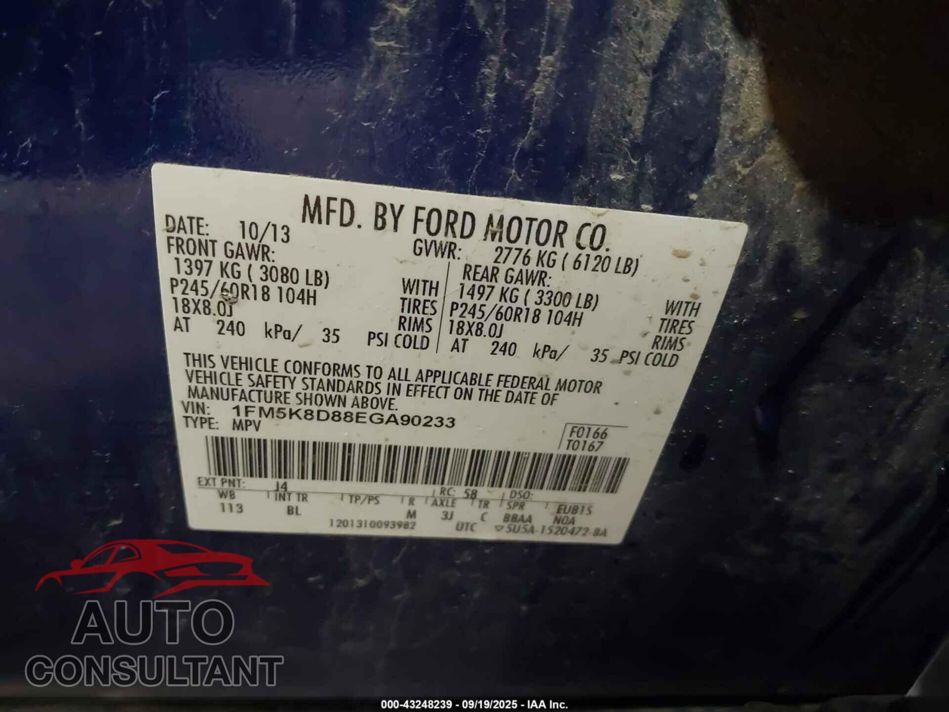 FORD EXPLORER 2014 - 1FM5K8D88EGA90233