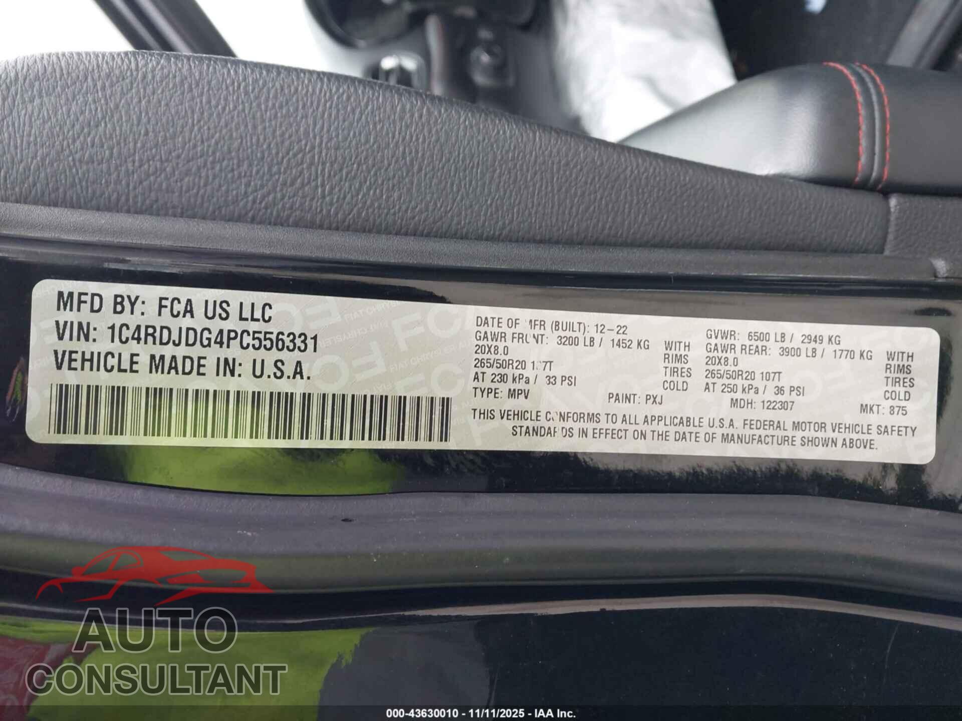 DODGE DURANGO 2023 - 1C4RDJDG4PC556331