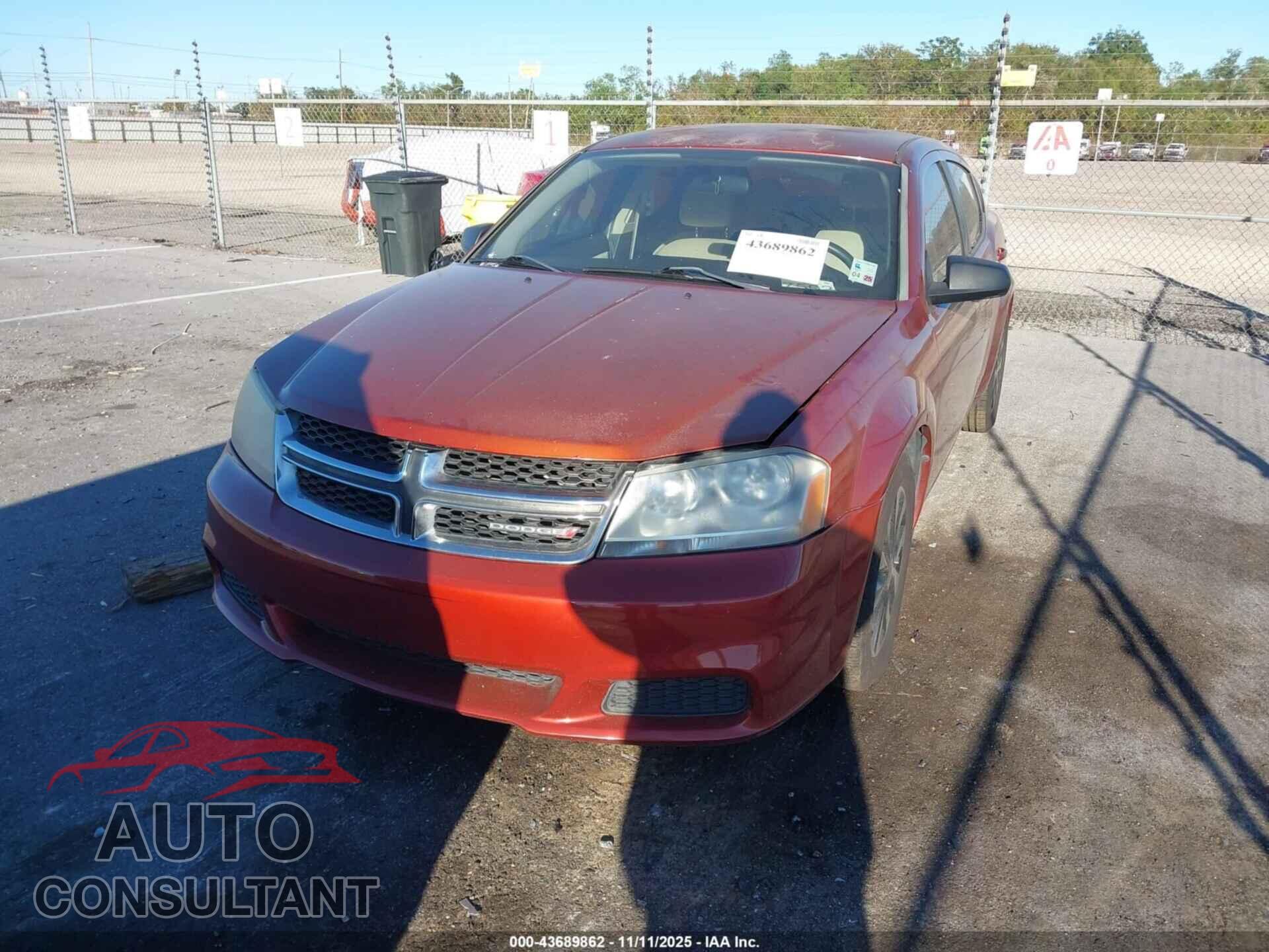 DODGE AVENGER 2012 - 1C3CDZAB0CN238271