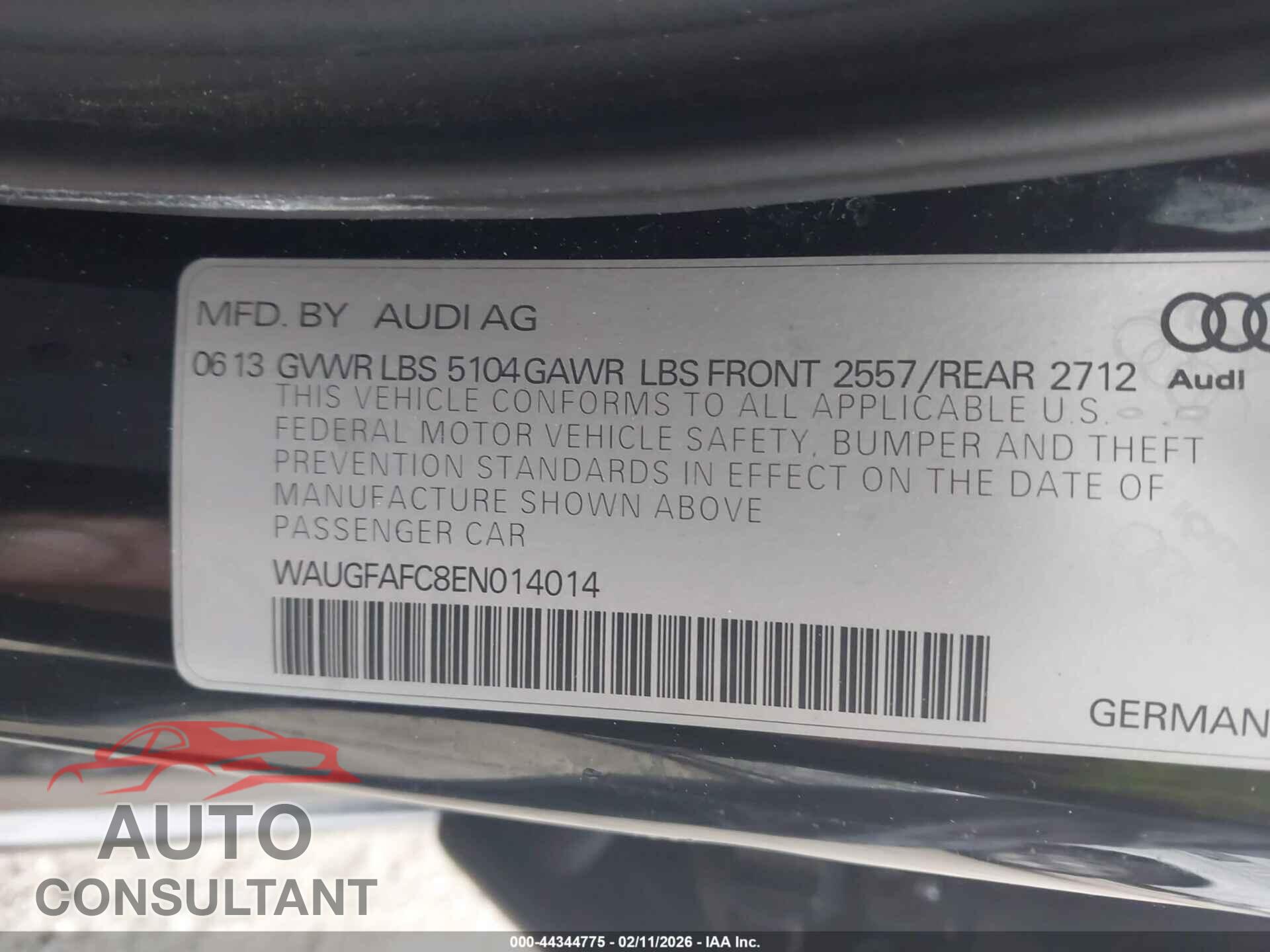 AUDI A6 2014 - WAUGFAFC8EN014014