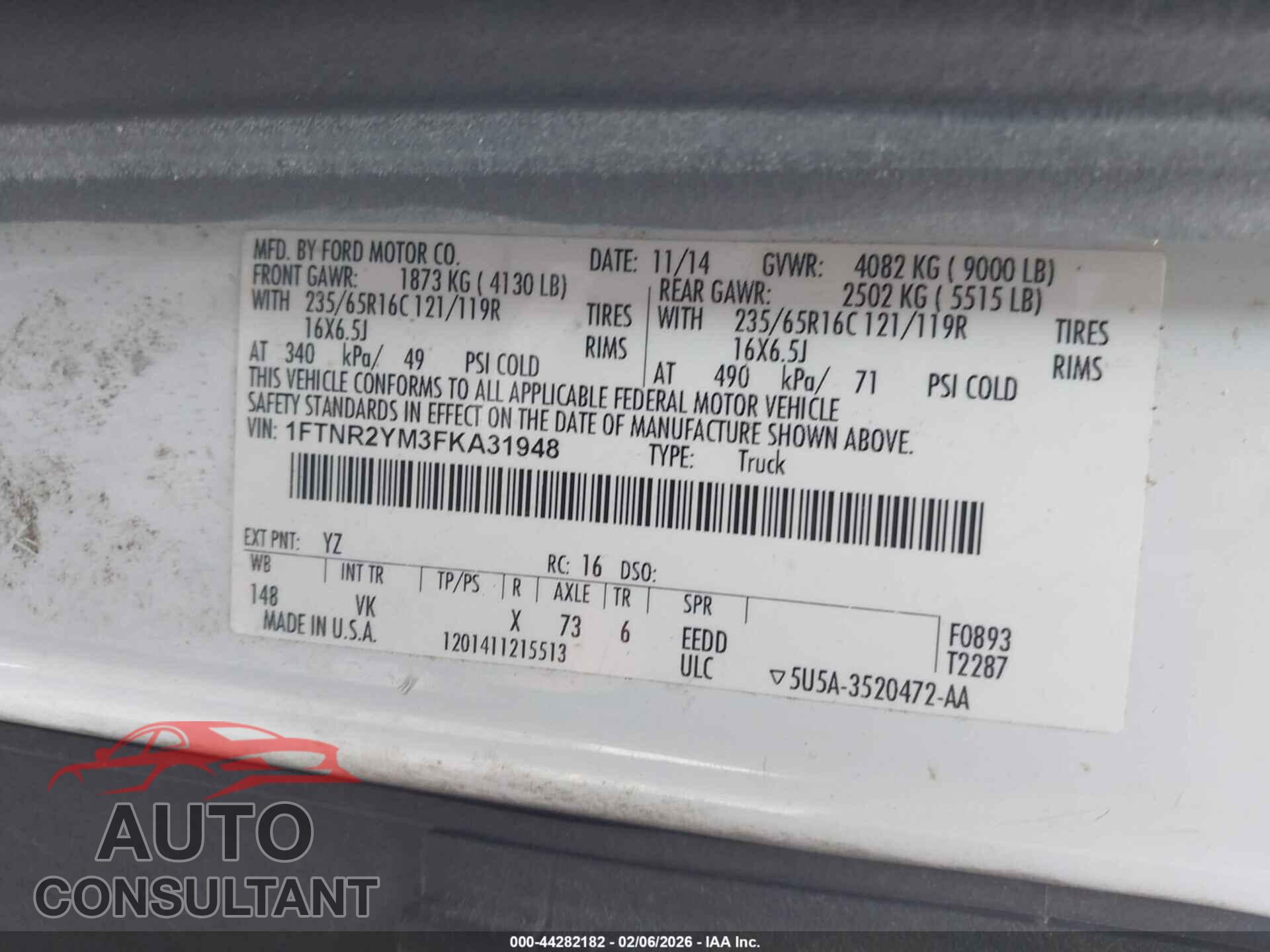 FORD TRANSIT-250 2015 - 1FTNR2YM3FKA31948