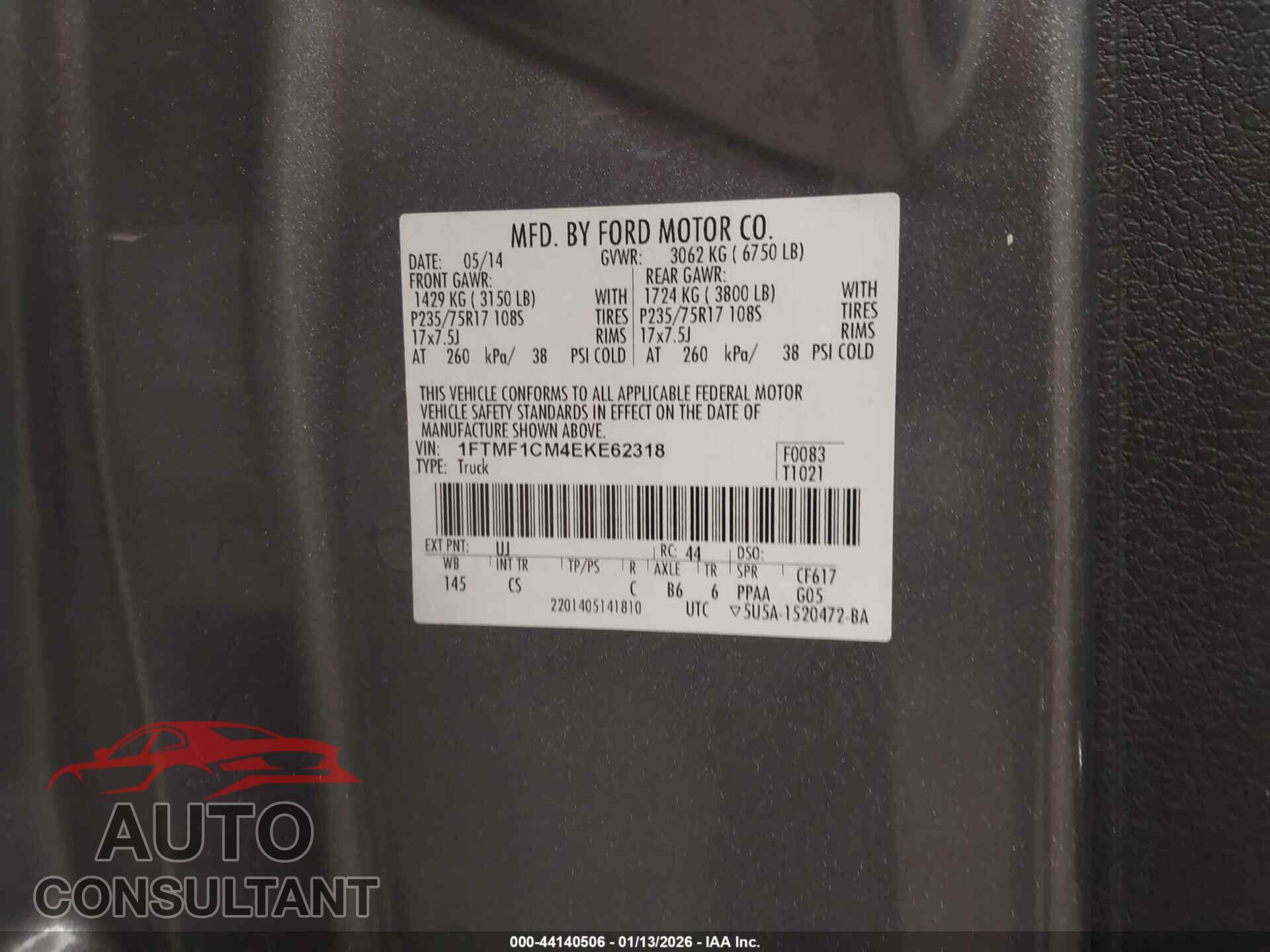FORD F-150 2014 - 1FTMF1CM4EKE62318