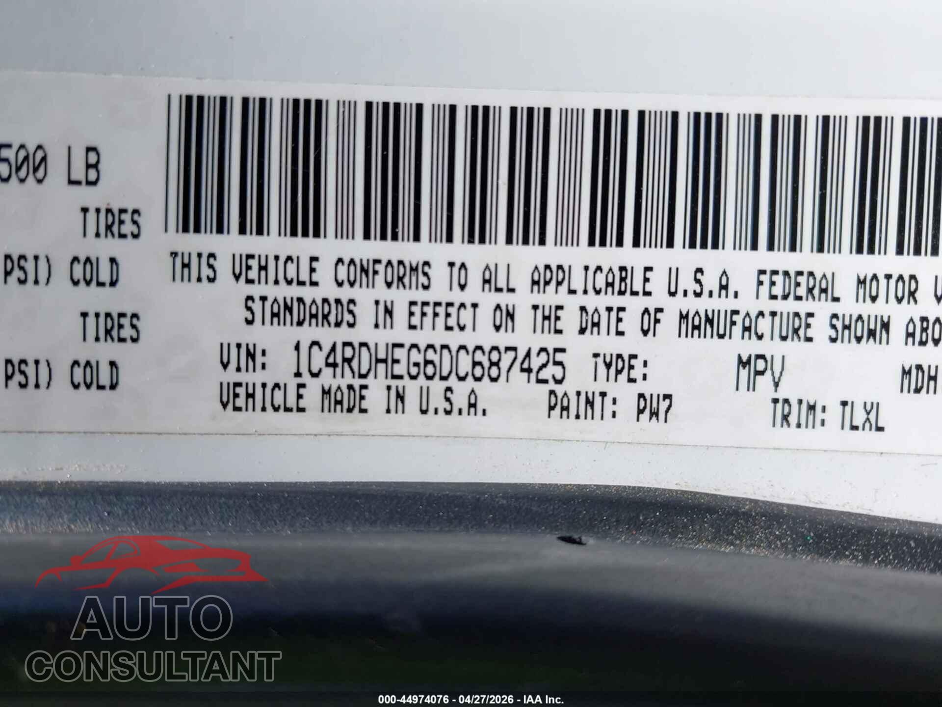 DODGE DURANGO 2013 - 1C4RDHEG6DC687425