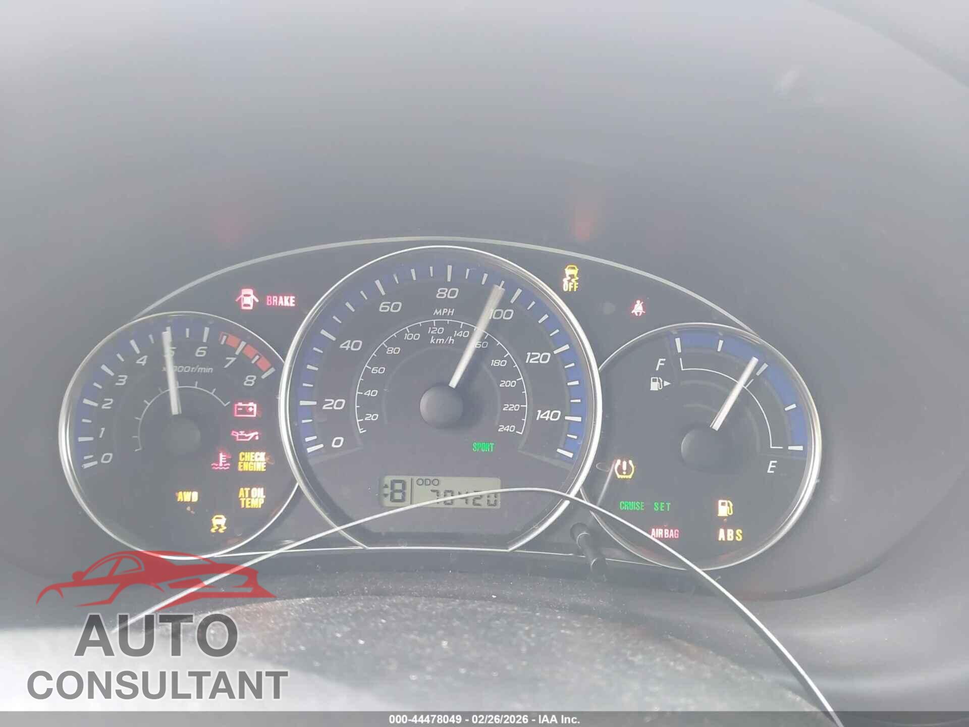 SUBARU FORESTER 2012 - JF2SHBEC4CH435417