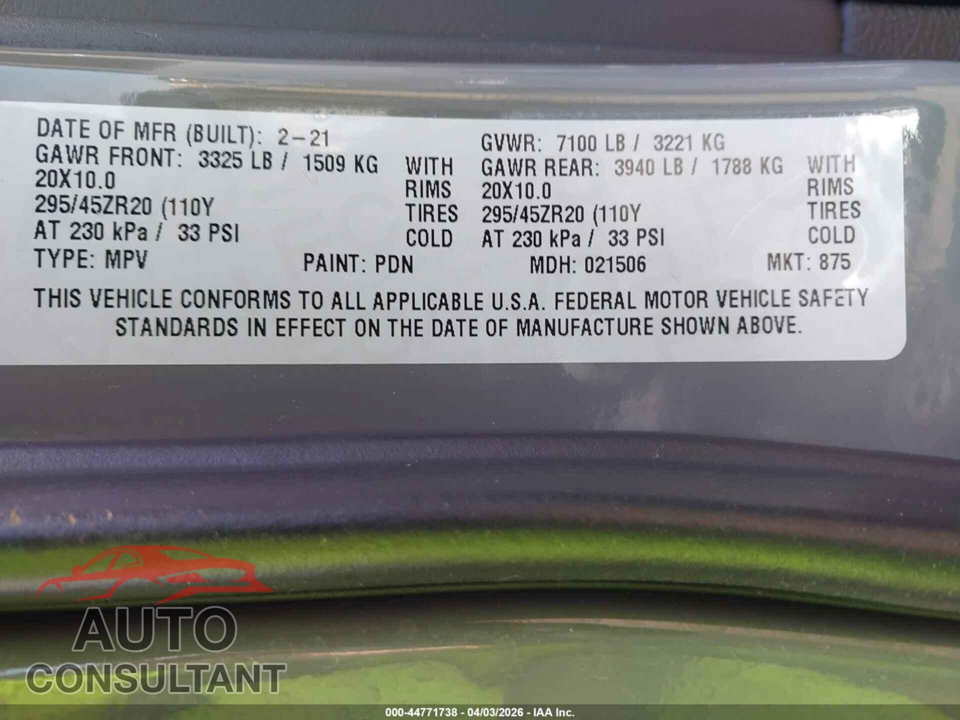 DODGE DURANGO 2021 - 1C4SDJH93MC605964